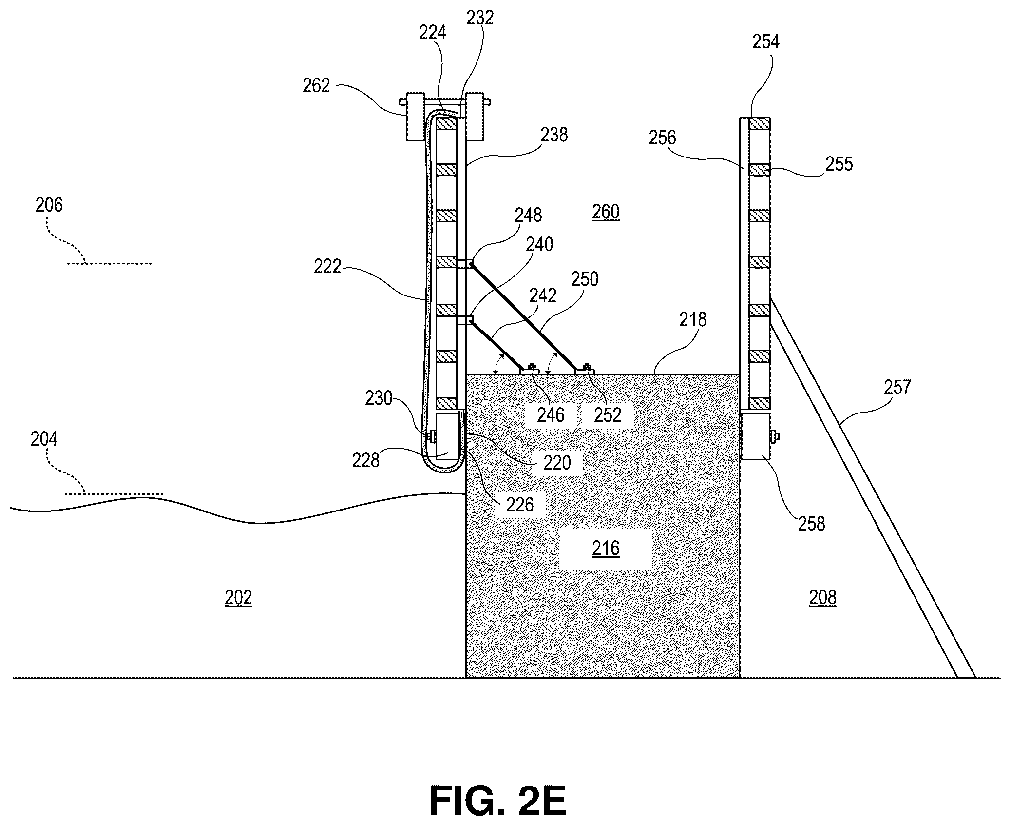 Patent US12338596 Figure 6 – Seawall construction using concrete forms