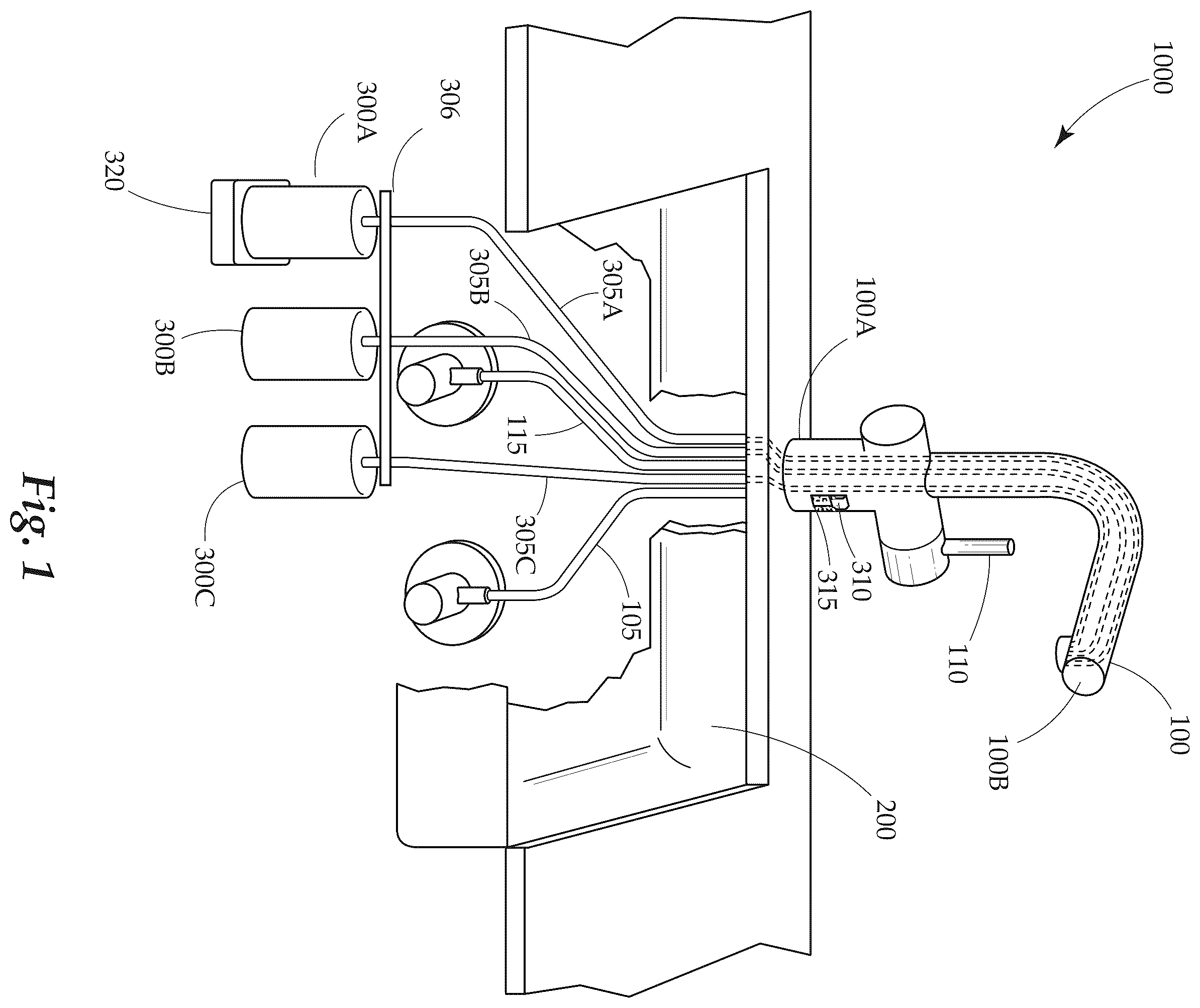 Patent US12338610 Figure 1 – Multifunctional smart faucet
