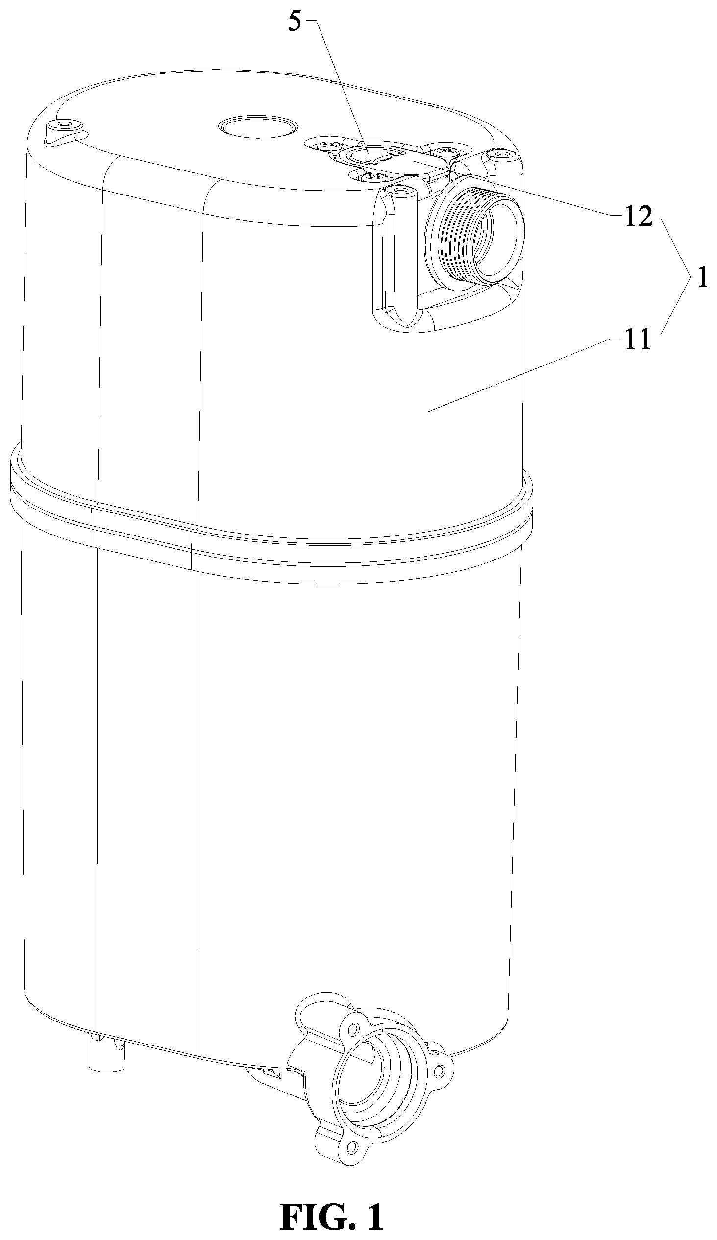 Patent US12338614 — Pressure-assisted flush water tank — Figure 1