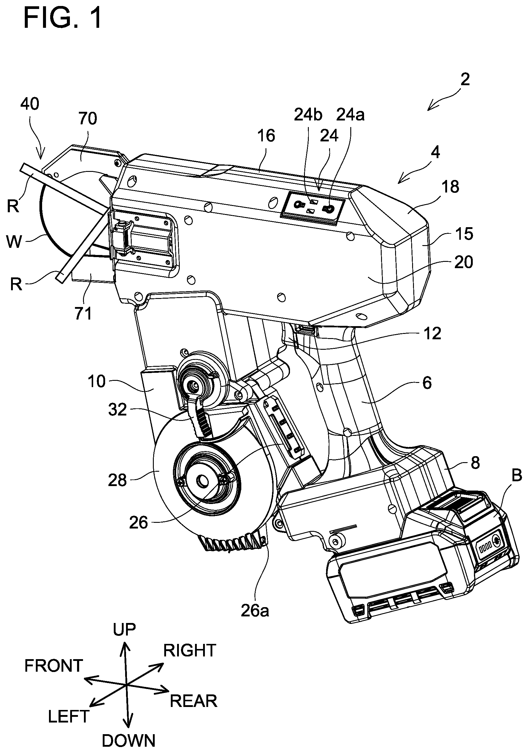 Patent US12338641 Figure 1 – Rebar tying tool