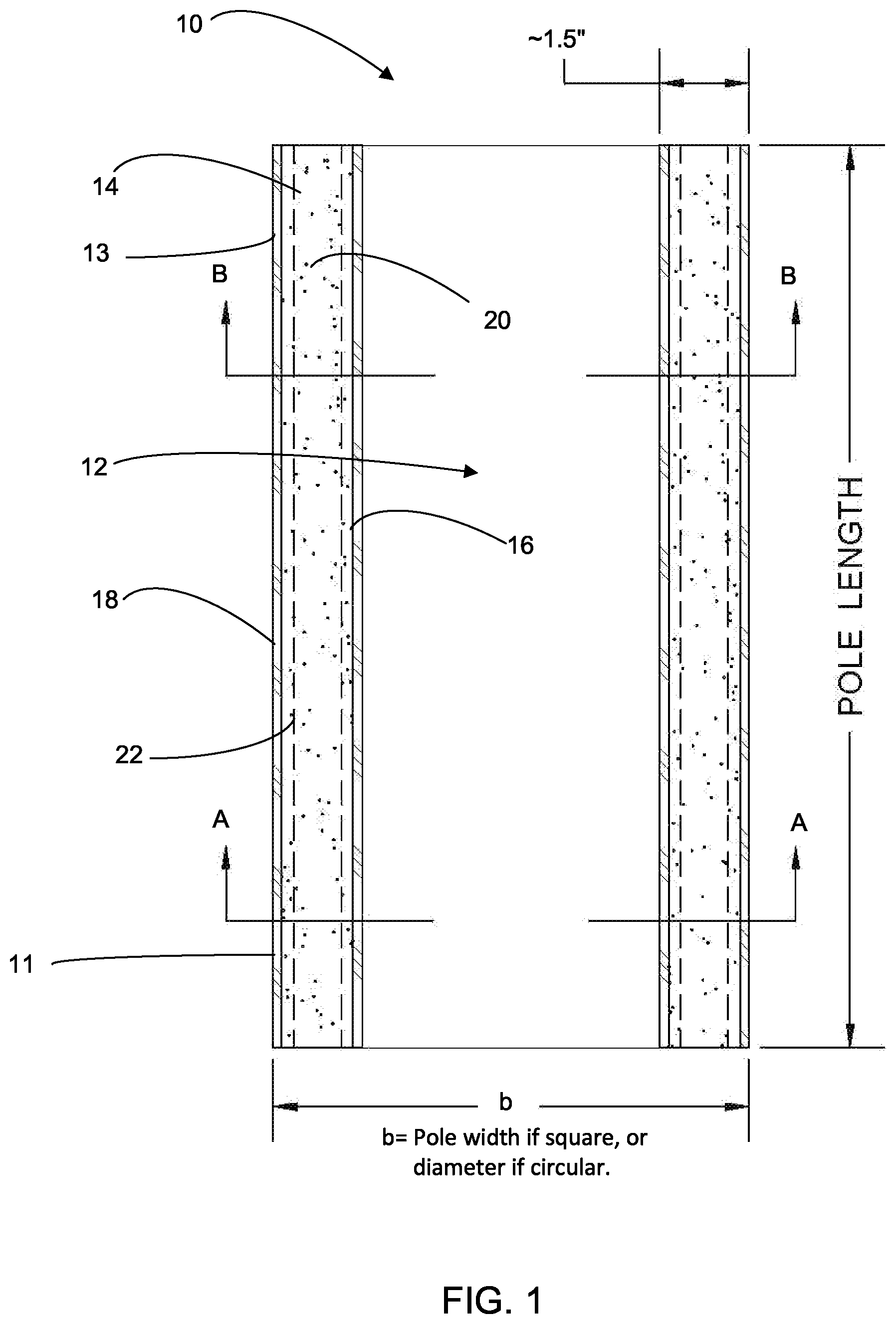 Patent US12338645 Figure 1 – Pole assembly