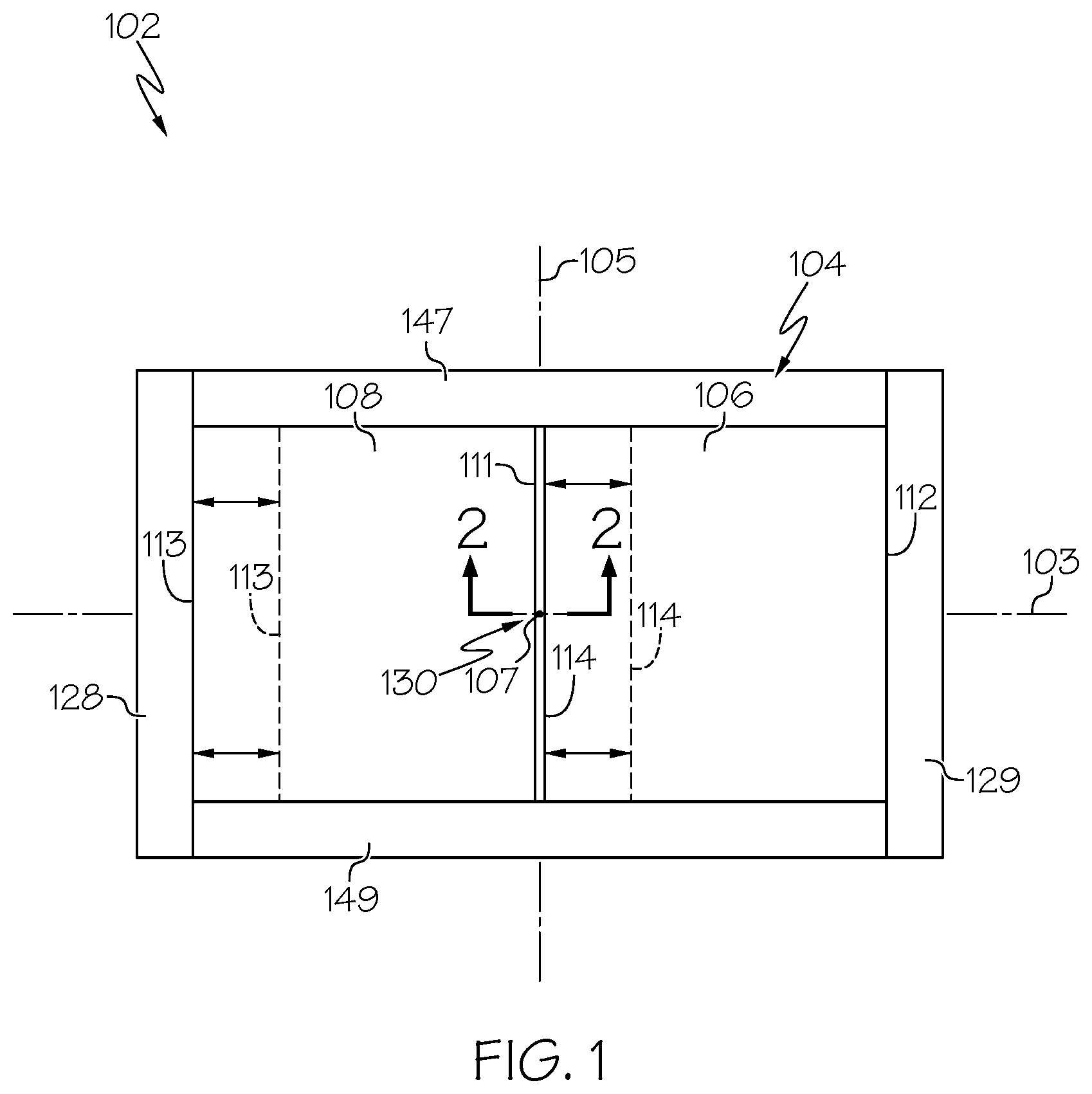 Patent US12338676 — Fenestration unit with plural panels and interpanel coupling system — Figure 1