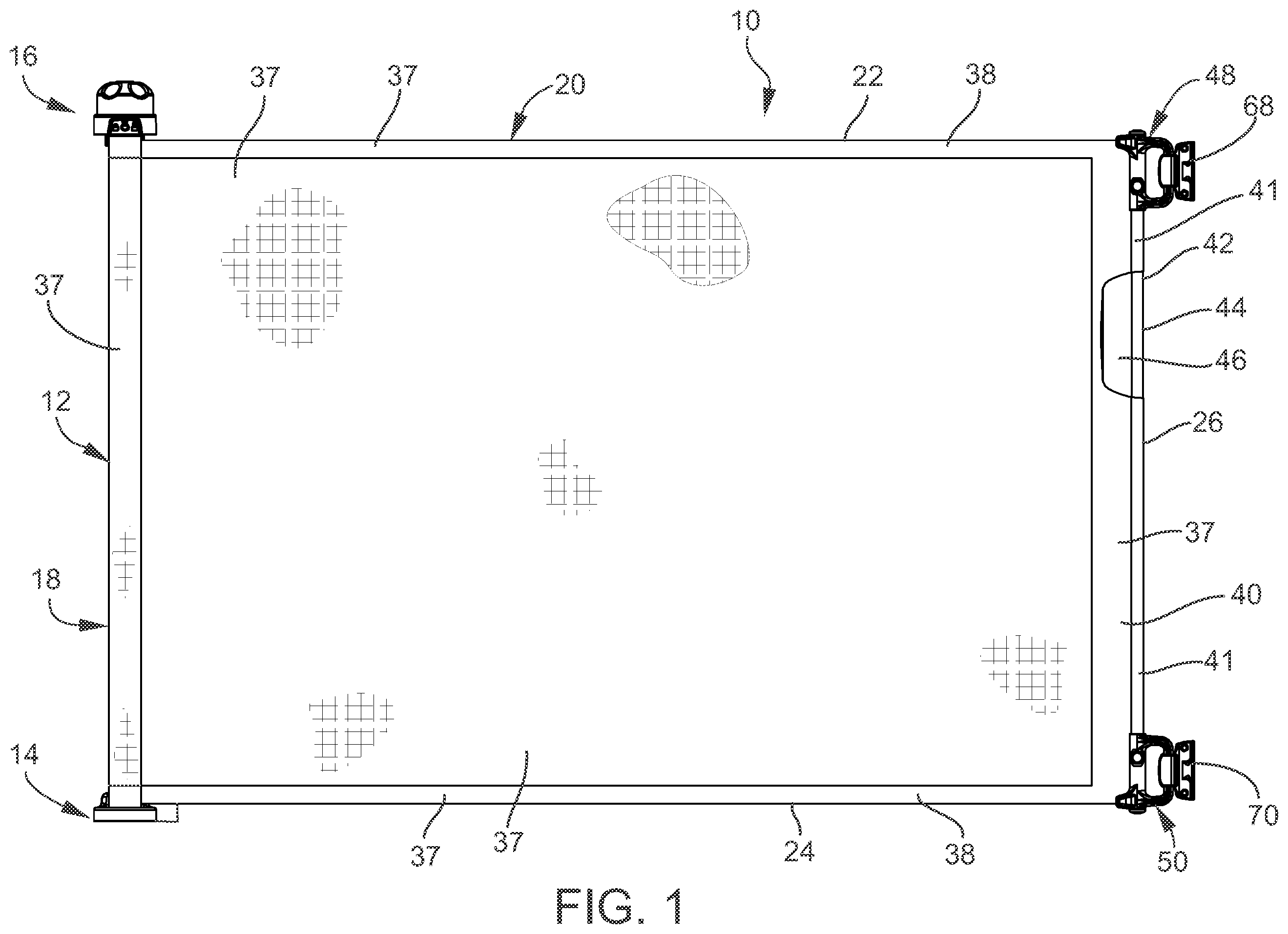 Patent US12338681 Figure 1 – Retractable flexible gate