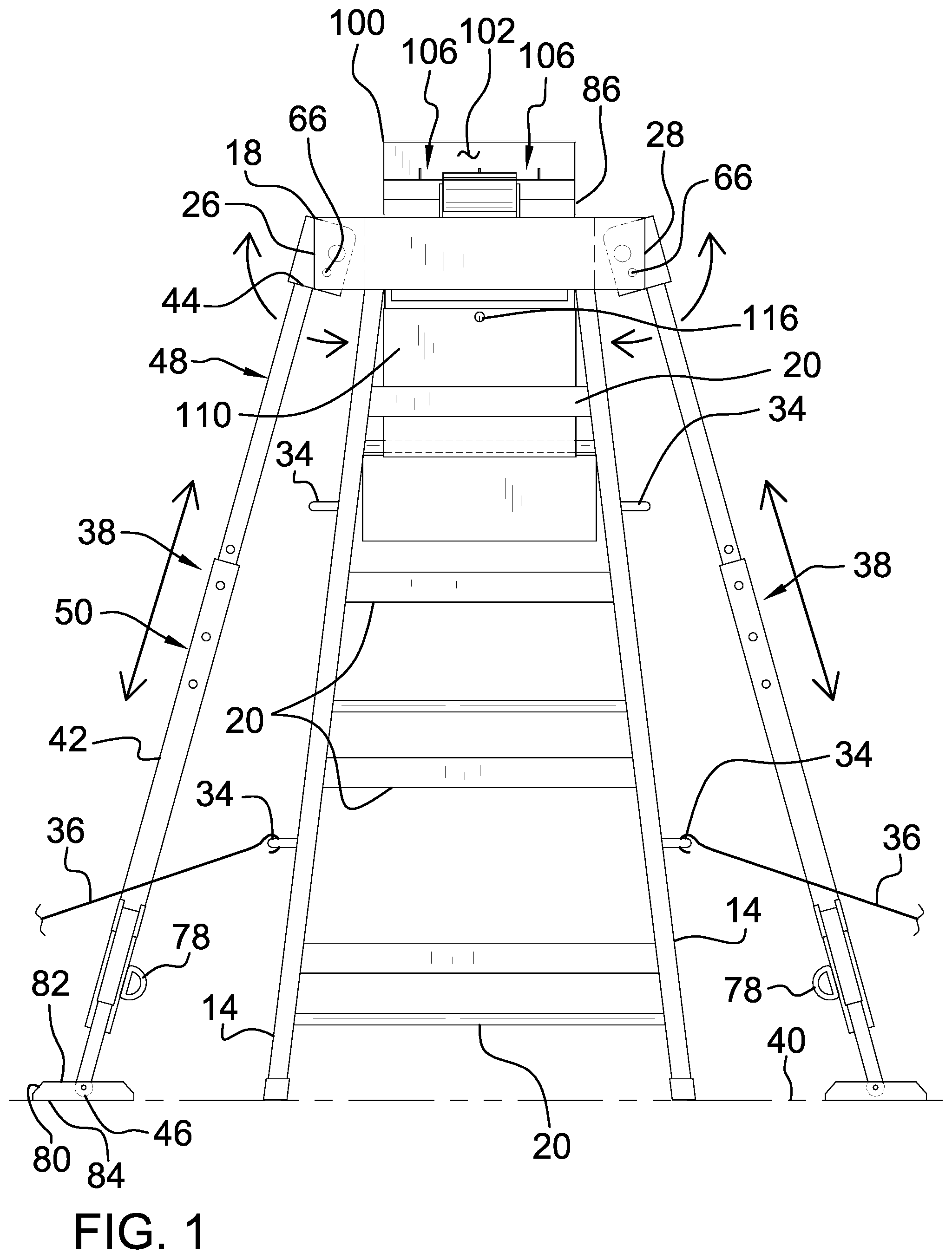 Patent US12338685 — Stabilized ladder assembly — Figure 1