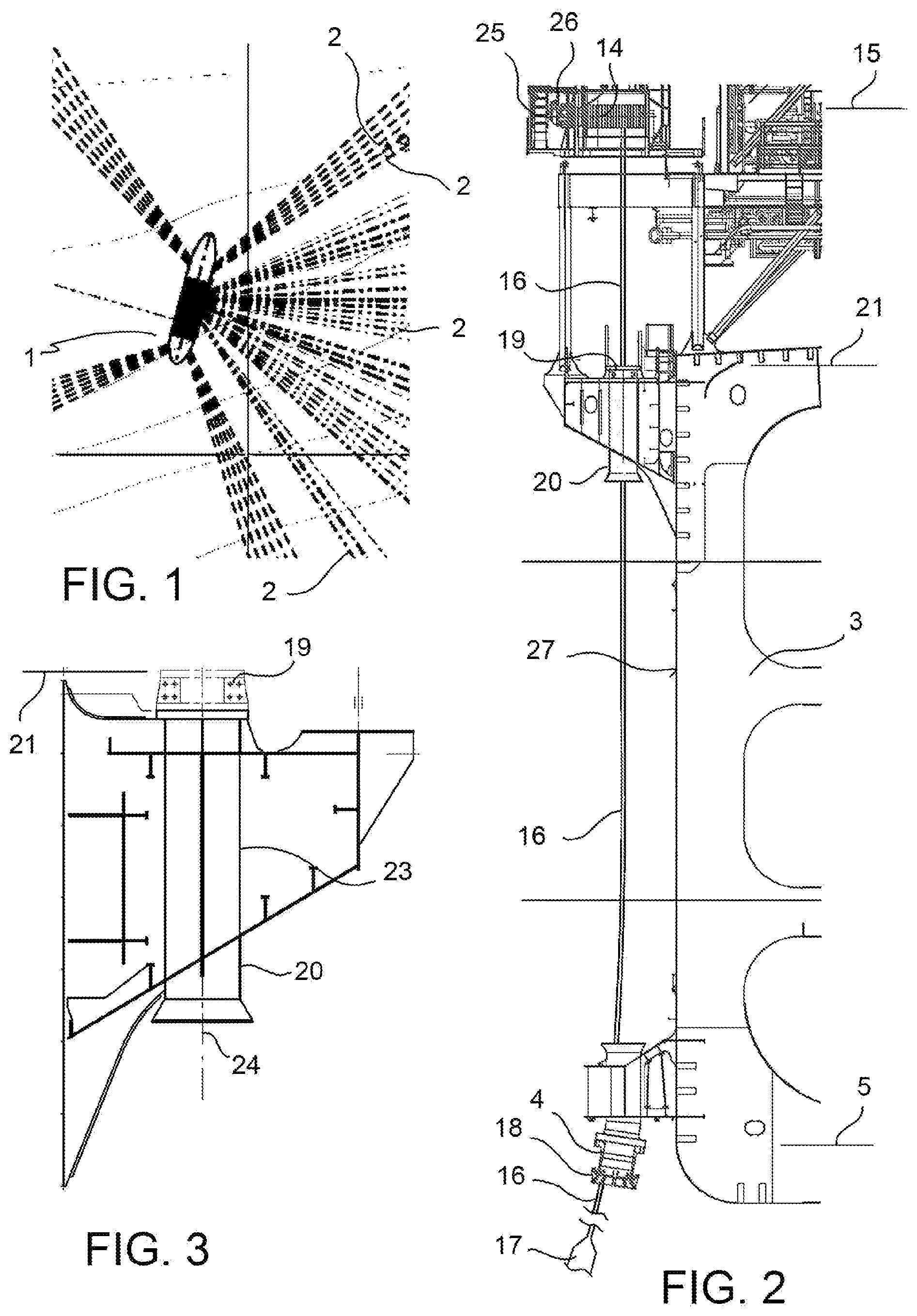 Patent US12338694 — Off shore rigid steel riser termination and fixation system to Floating Production Storage Offloading (FPSO) vessel — Figure 1