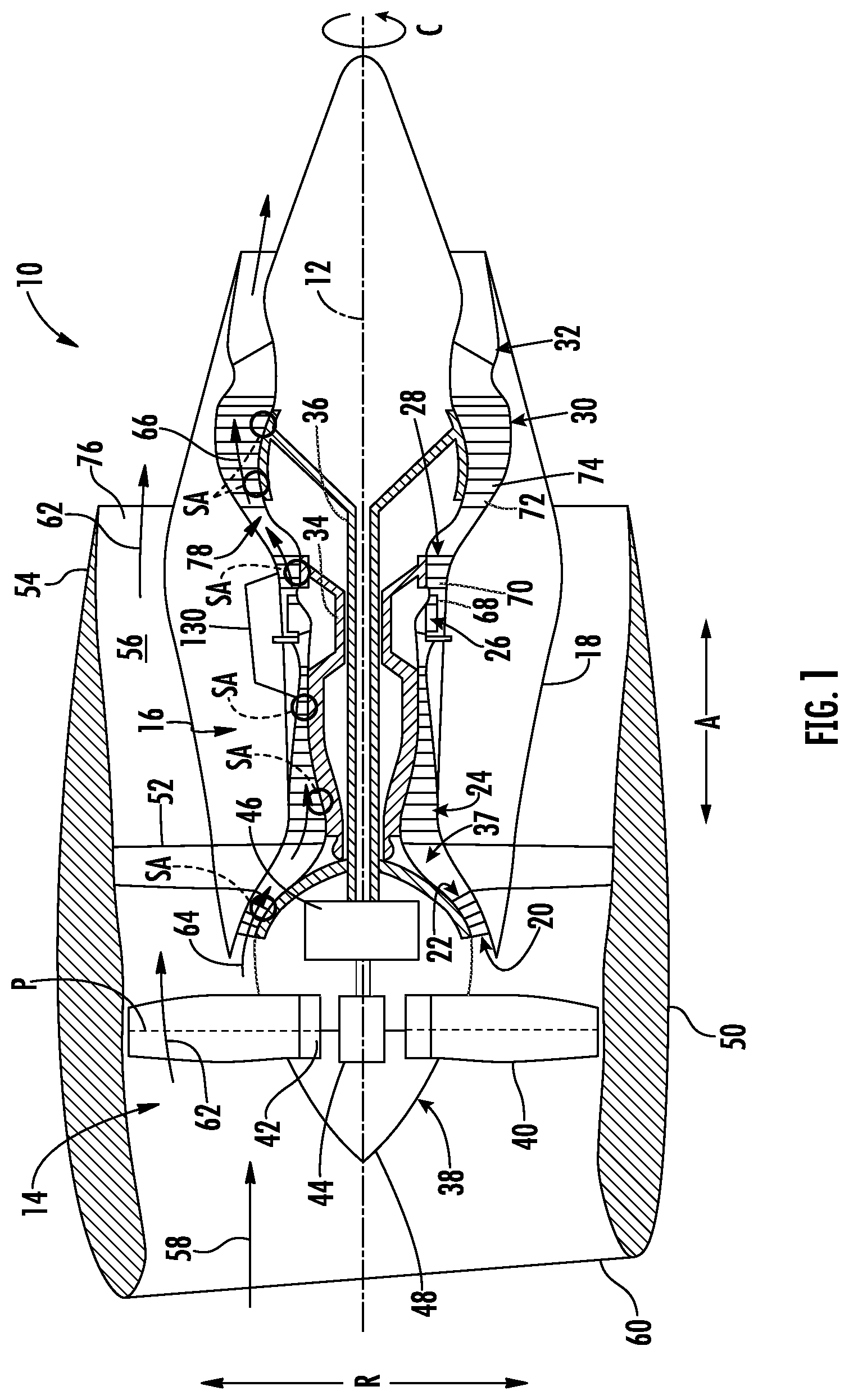 Patent US12338737 — Seal assembly for a turbine engine — Figure 1