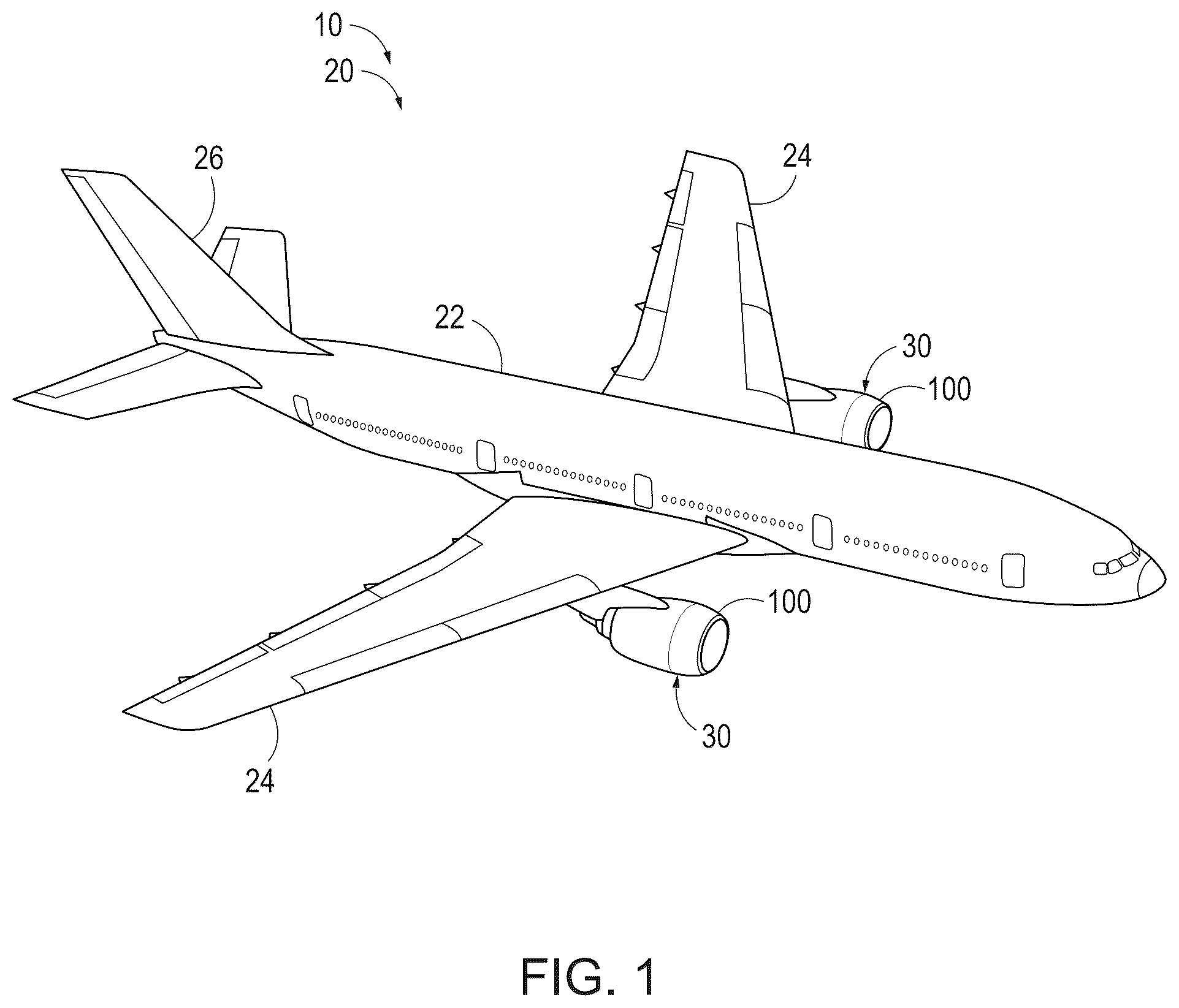 Patent US12338744 — Nacelle inlet structures, engine assemblies and vehicles including the same, and related methods — Figure 1