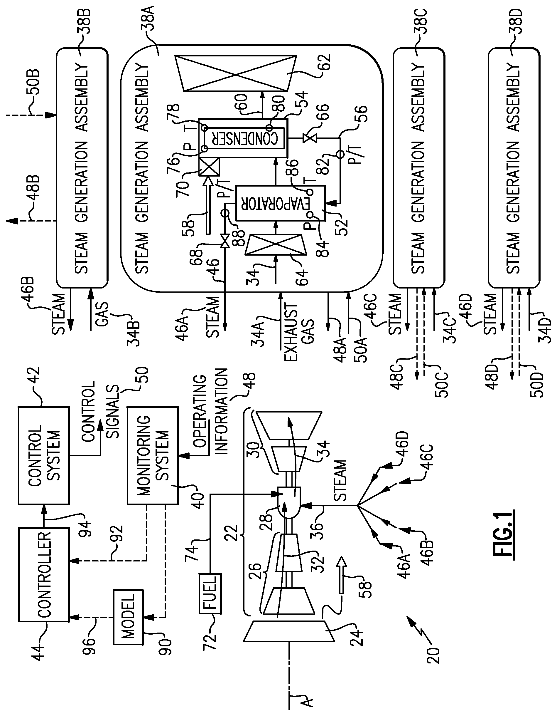 Patent US12338766 — Steam injected turbine engine steam generation control — Figure 1