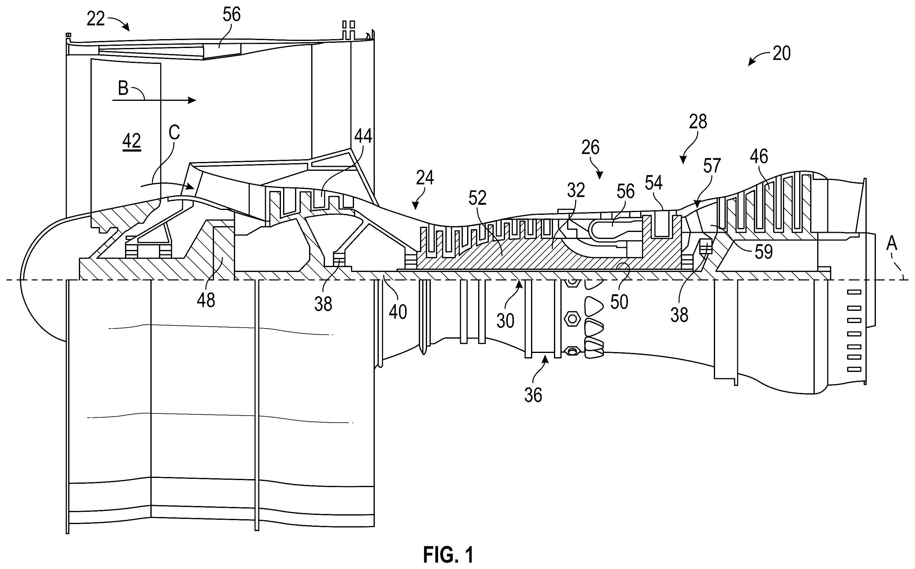Patent US12338768 — Hybrid electric hydrogen engine for aircraft — Figure 1