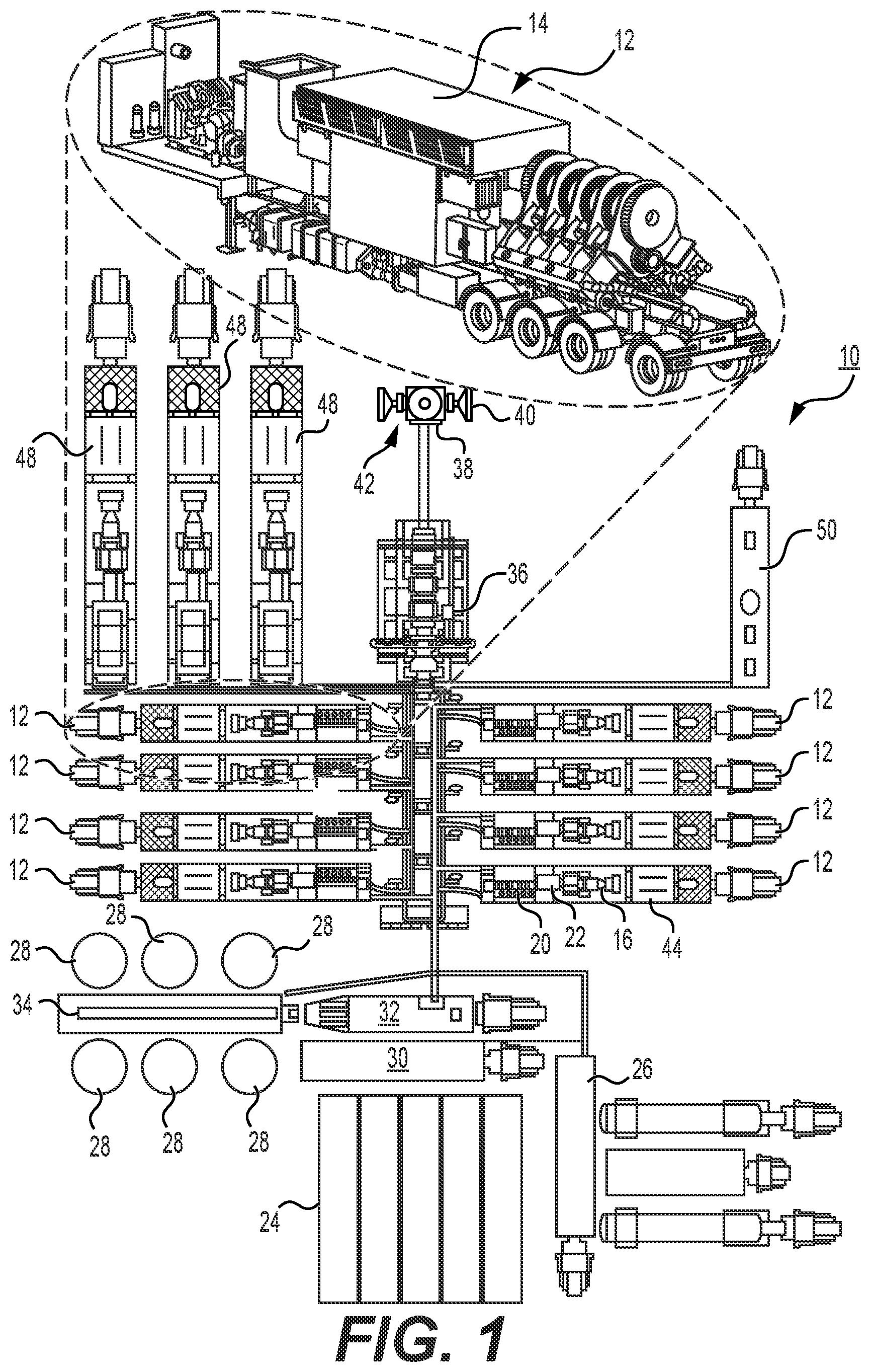 Patent US12338772 Figure 1 – Systems, assemblies, and methods to enhance intake air flow to a gas turbine engine of a hydraulic fracturing unit