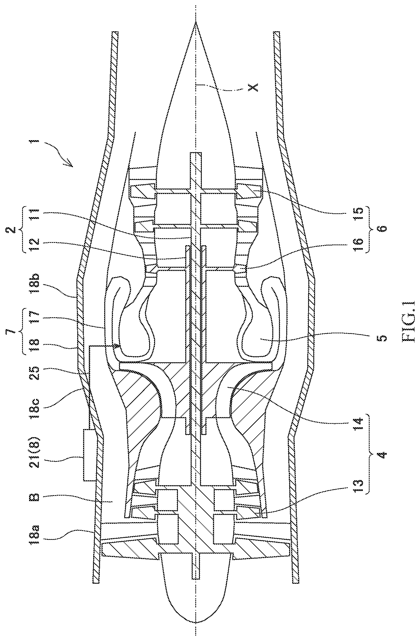 Patent US12338773 — Gas turbine engine having a compressor, combustor and turbine aligned along a rotating shaft — Figure 1