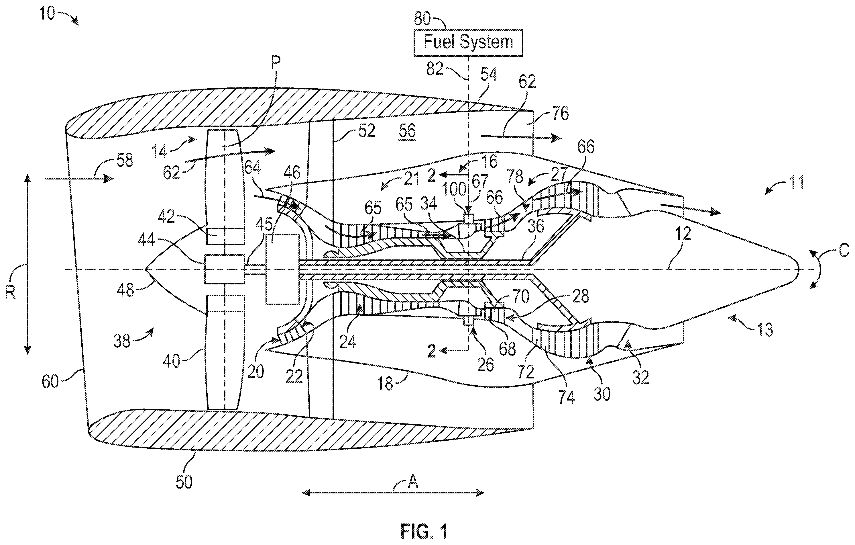 Patent US12338774 — Fuel injector manifold having a variable fuel flow system for a turbine engine — Figure 1
