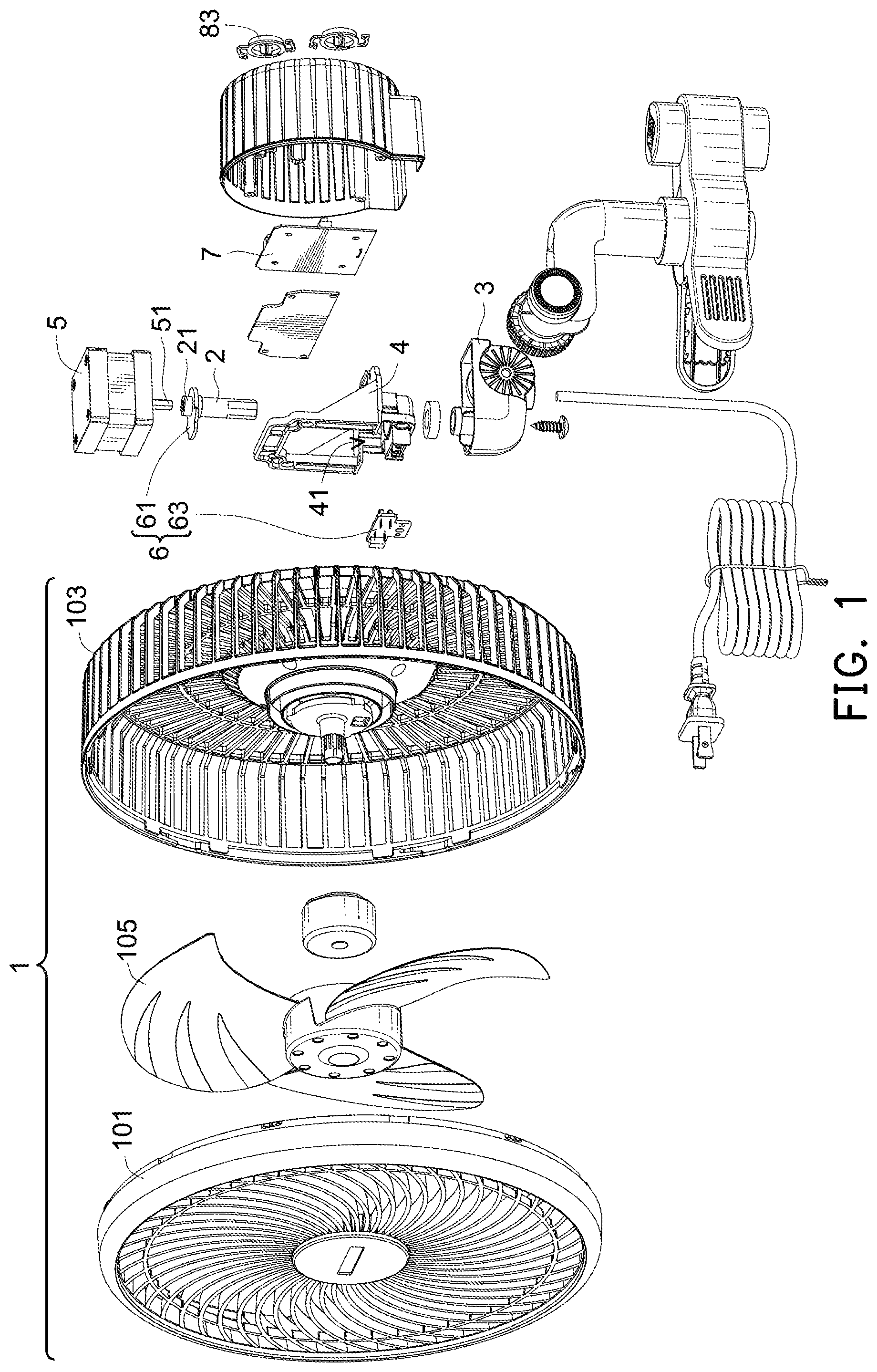 Patent US12338831 — Oscillating fan control system and control method thereof — Figure 1