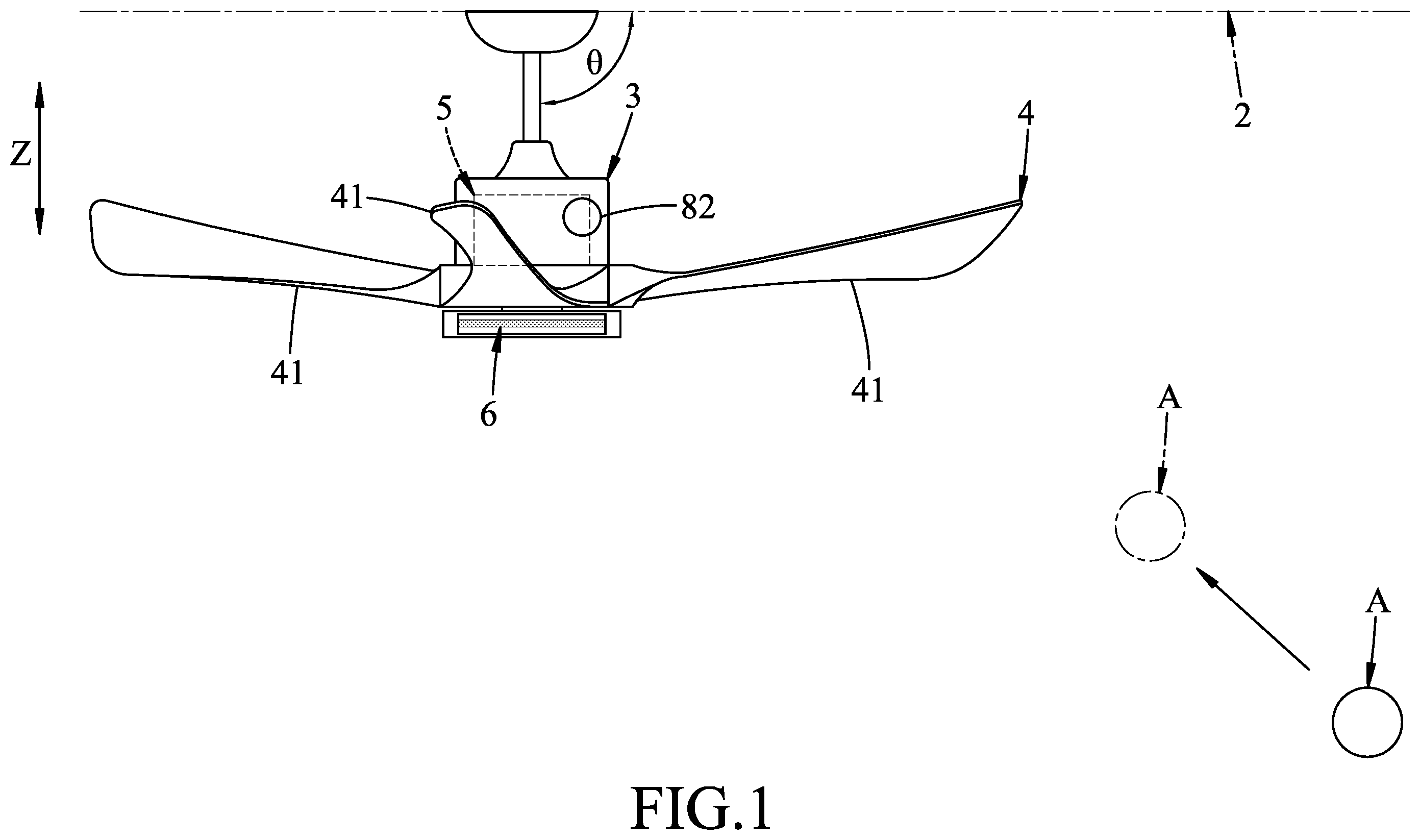 Patent US12338832 — Ceiling fan — Figure 1