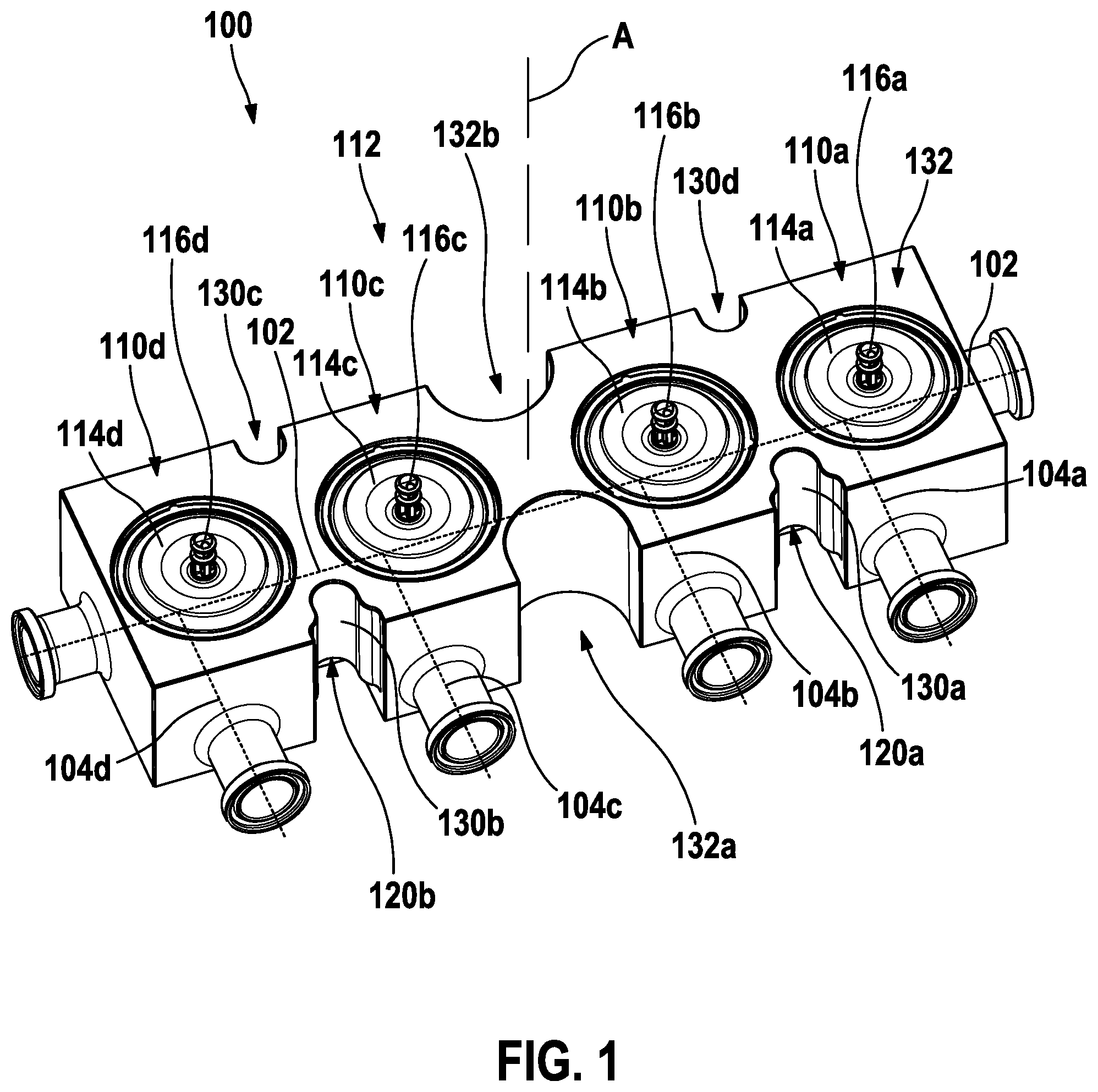 Patent US12338842 — Valve block body and device for arranging the valve block body on a drive body — Figure 1