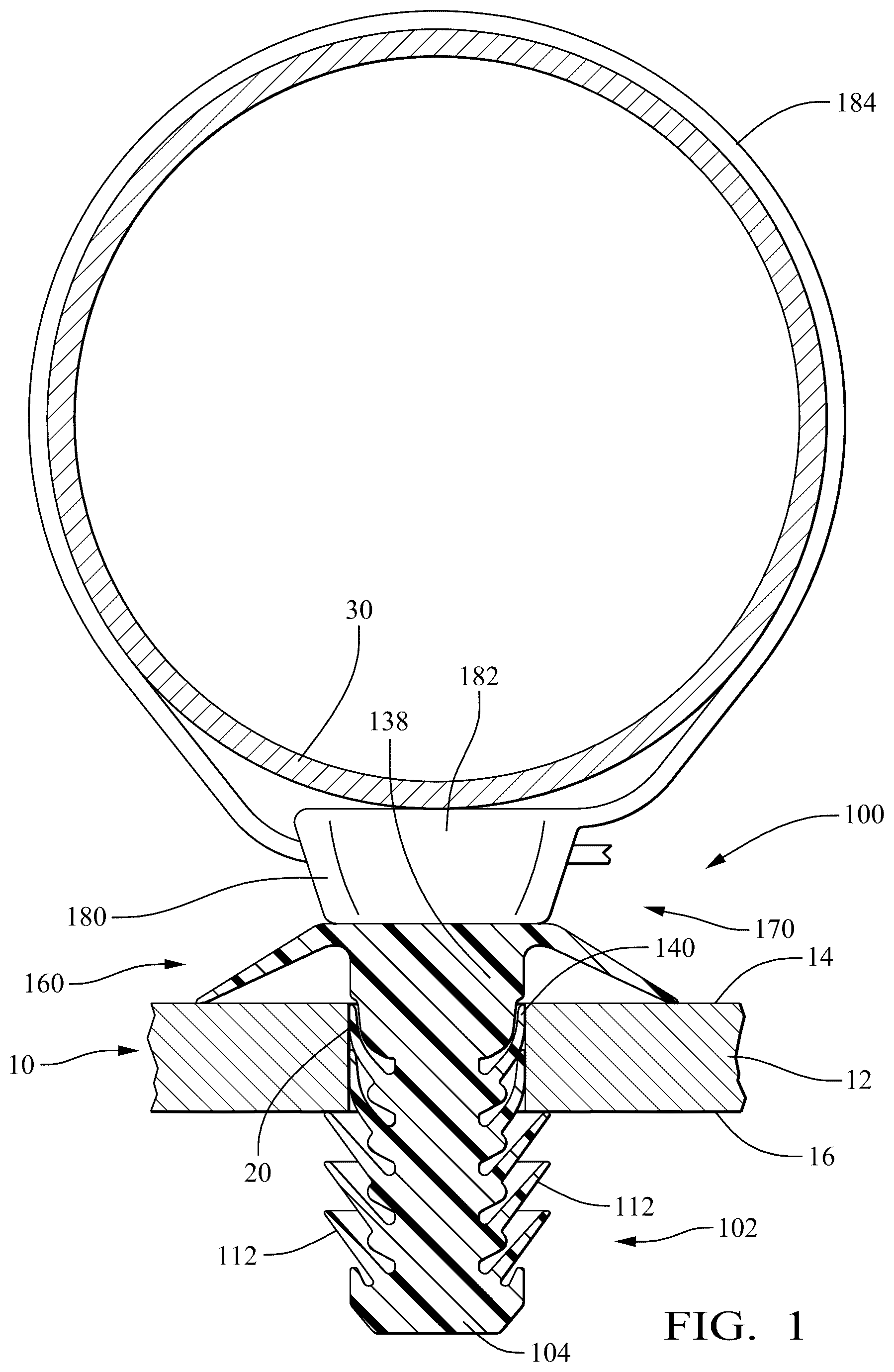 Patent US12338848 — Anti-wobble fir tree mount — Figure 1