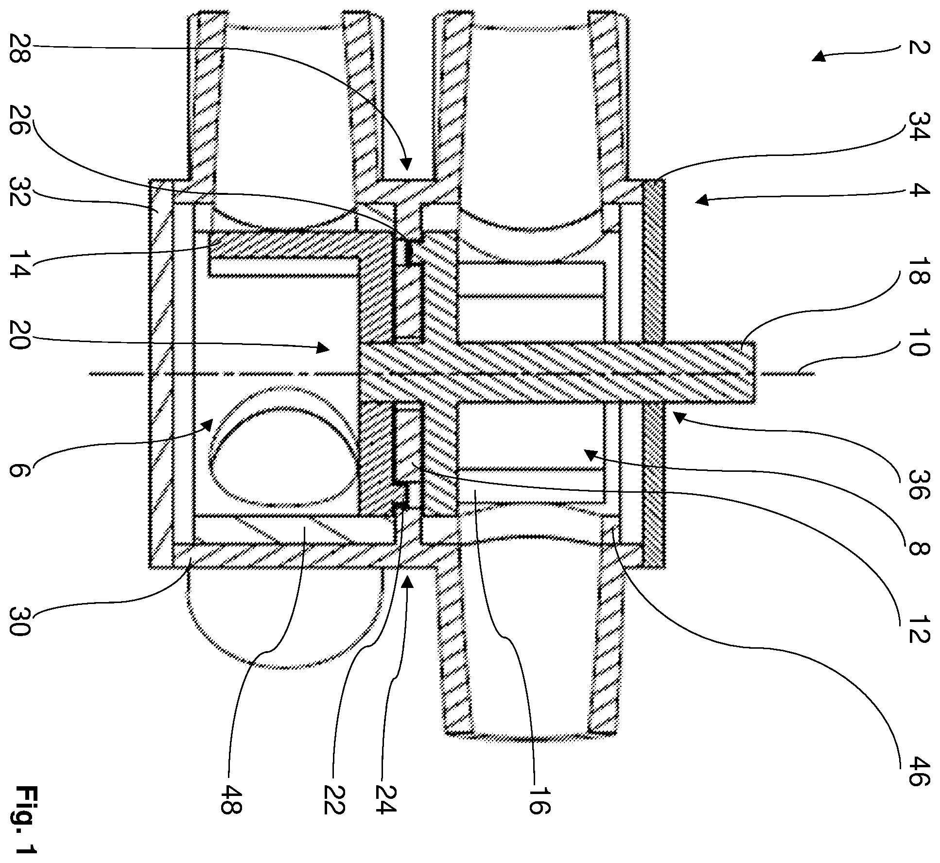 Patent US12338901 — Multi-way valve for a motor vehicle and method for operating a multi-way valve for a motor vehicle — Figure 1