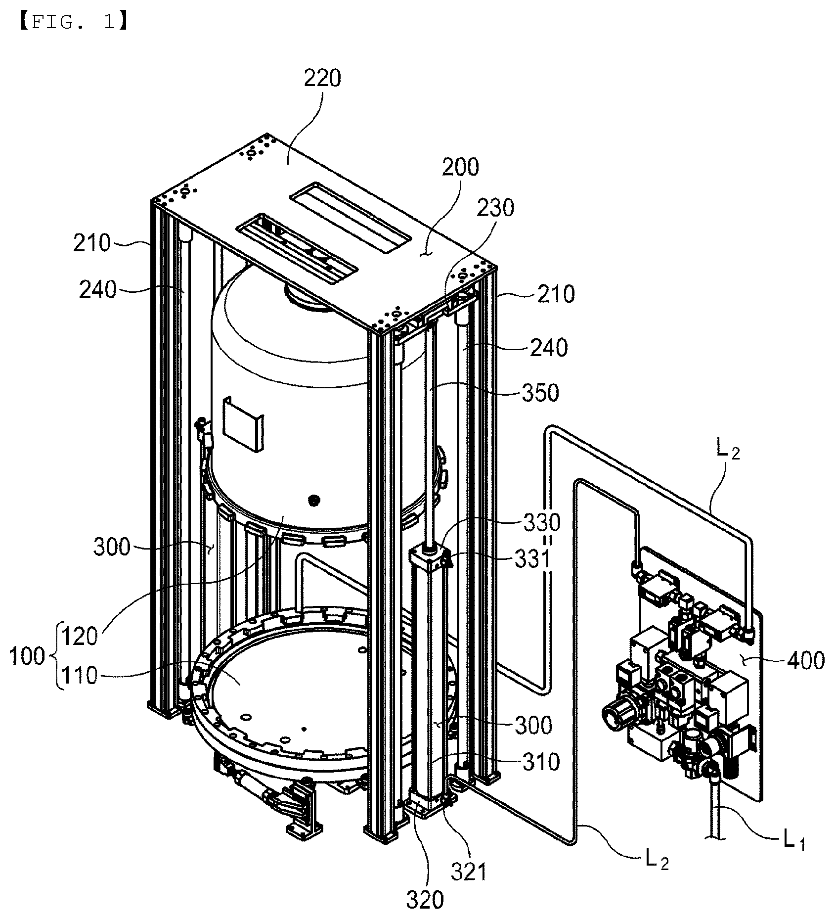 Patent US12338903 — Elevatable chamber and method of operating the same — Figure 1