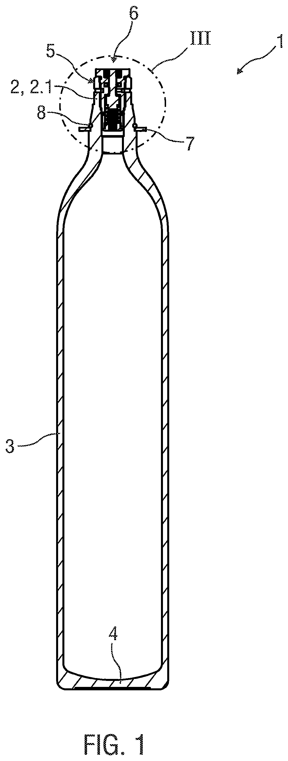 Patent US12338952 — Pressure vessel with multiple lateral outflow openings — Figure 1