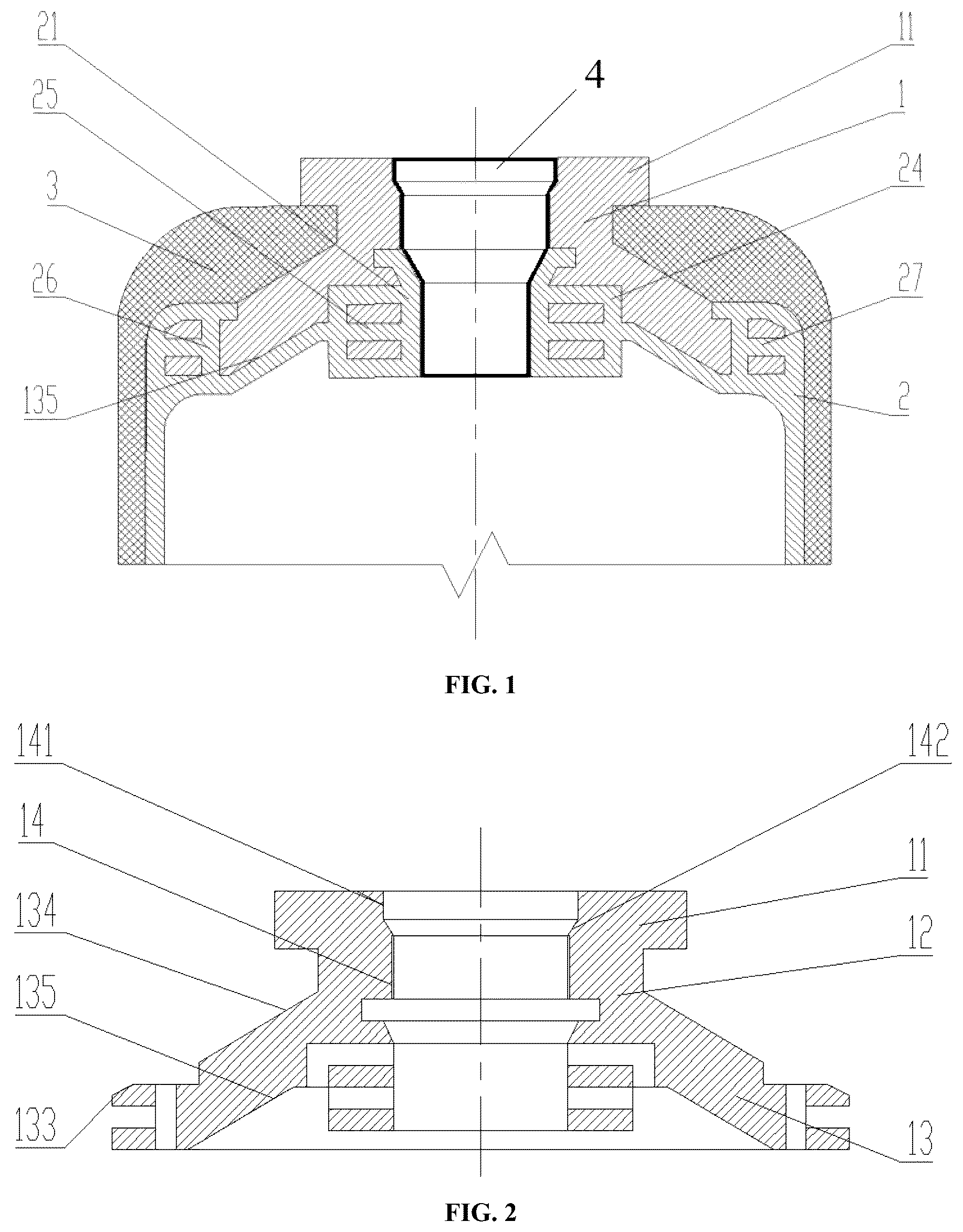 Patent US12338954 — Type IV hydrogen storage tank having bi-directional penetrating metal bottleneck structure — Figure 1