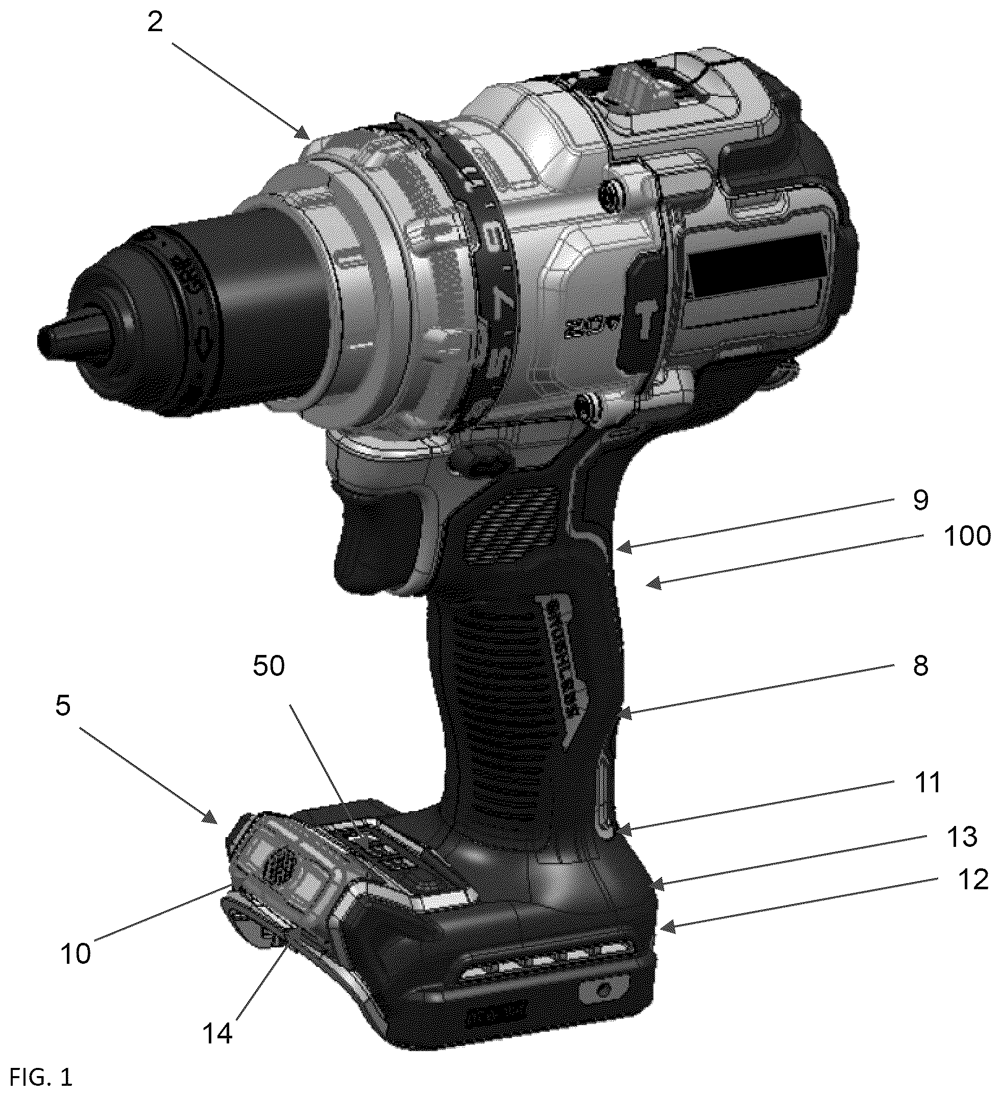 Patent US12338989 — Light emitting assembly for a power tool — Figure 1