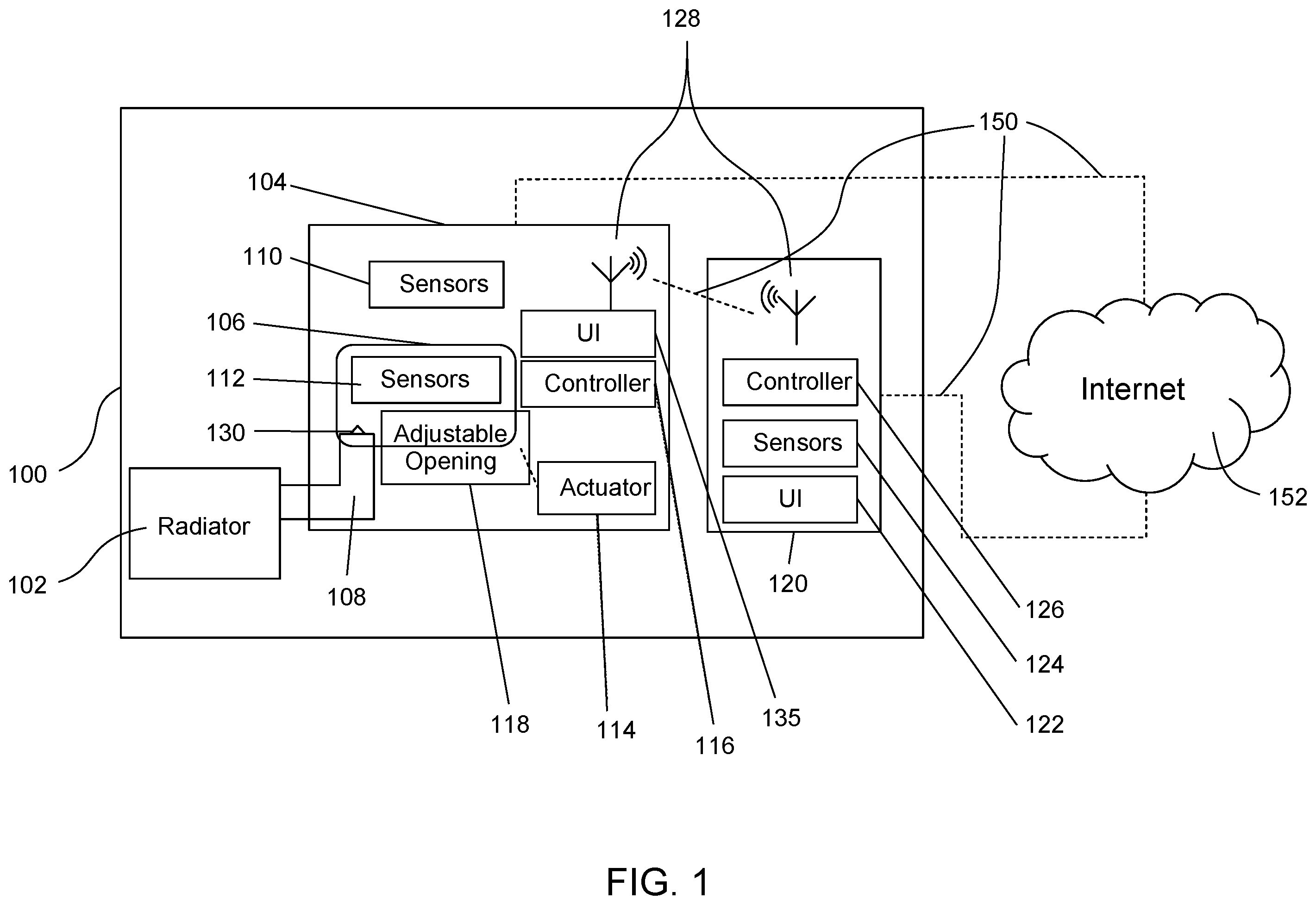 Patent US12339014 — Automated temperature control of heating radiators — Figure 1