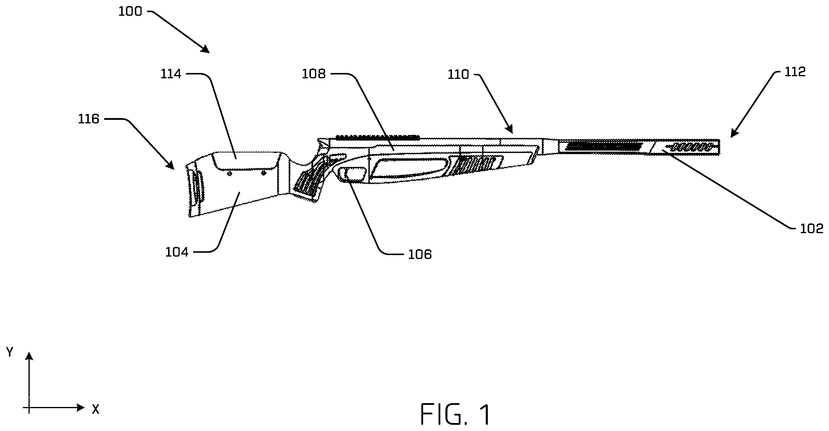 Patent US12339088 — Spool valve assembly for air gun — Figure 1