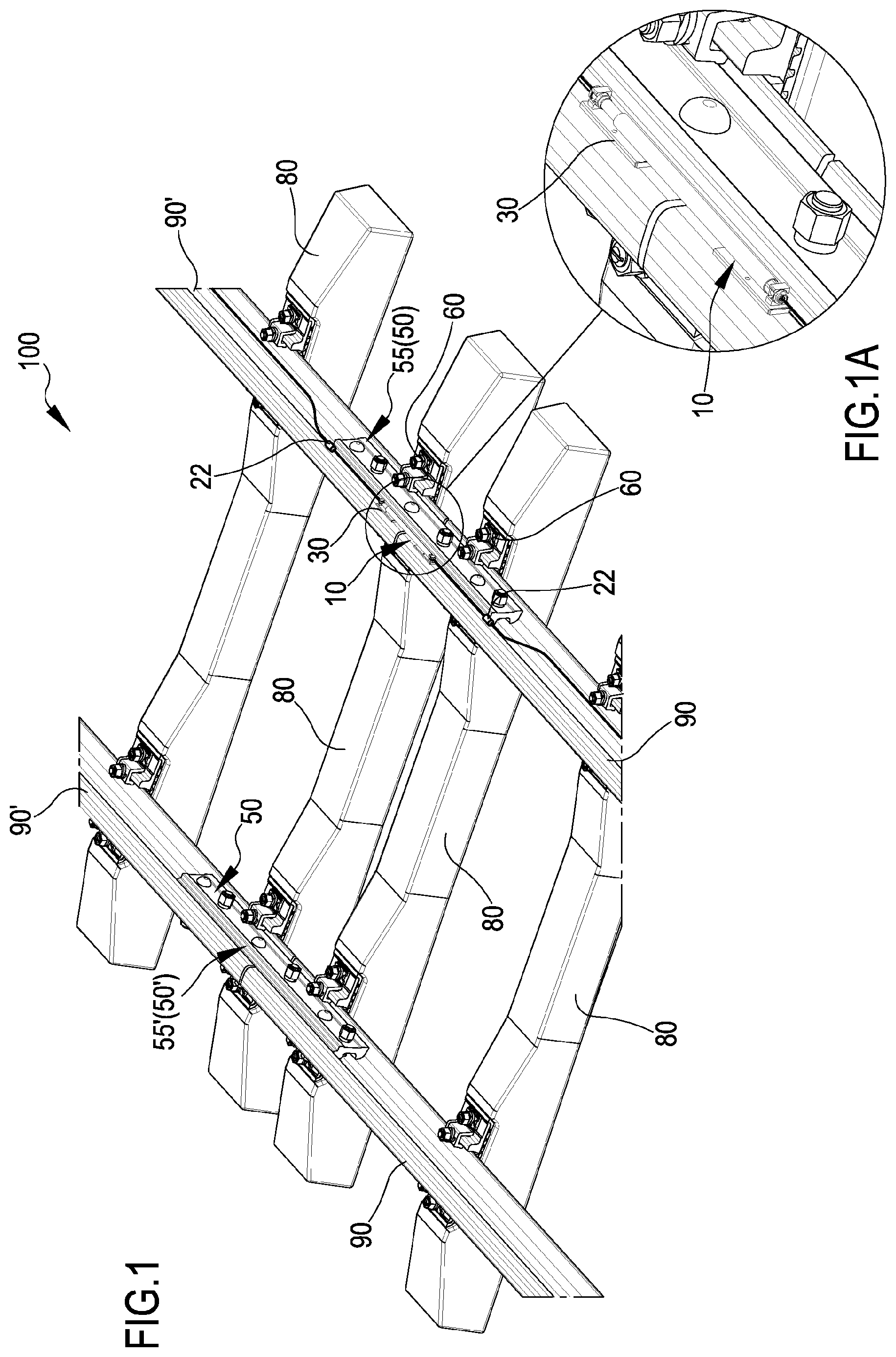 Patent US12339182 — Apparatus for monitoring mechanical joints of railway rails — Figure 1