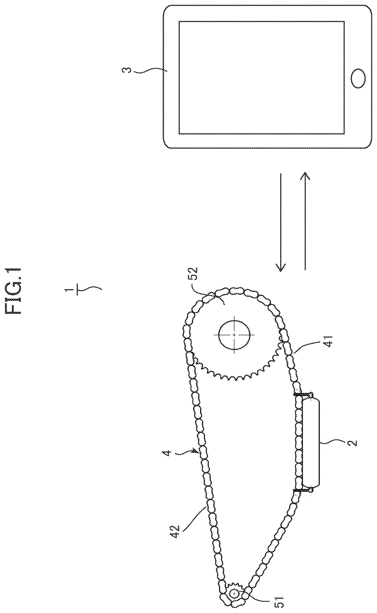 Patent US12339187 — Chain measurement device, chain measurement system, and method for calculating slack amount of chain — Figure 1