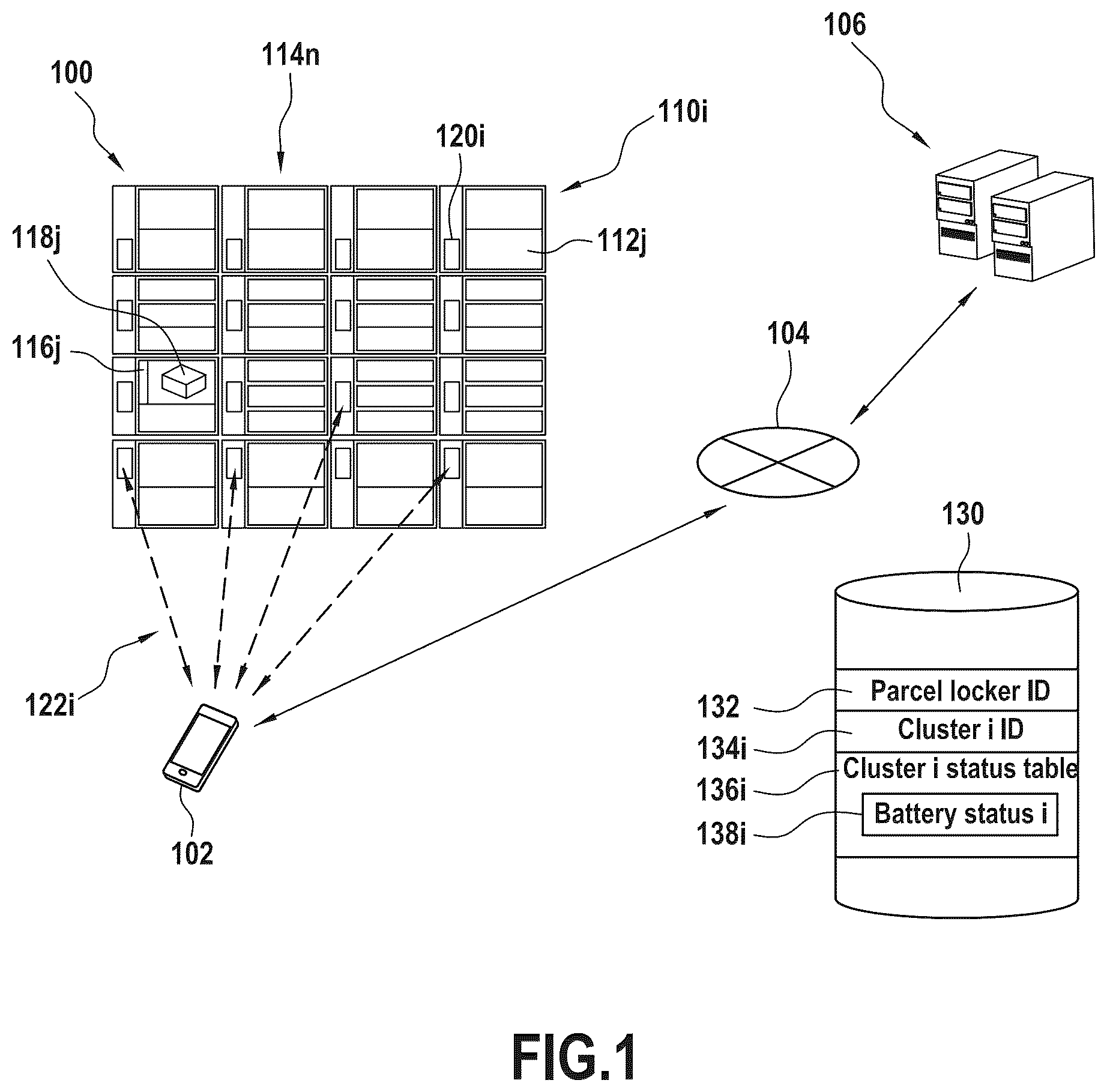 Patent US12339323 — Systems and methods for alerting for a low battery state of charge for autonomous parcel lockers — Figure 1