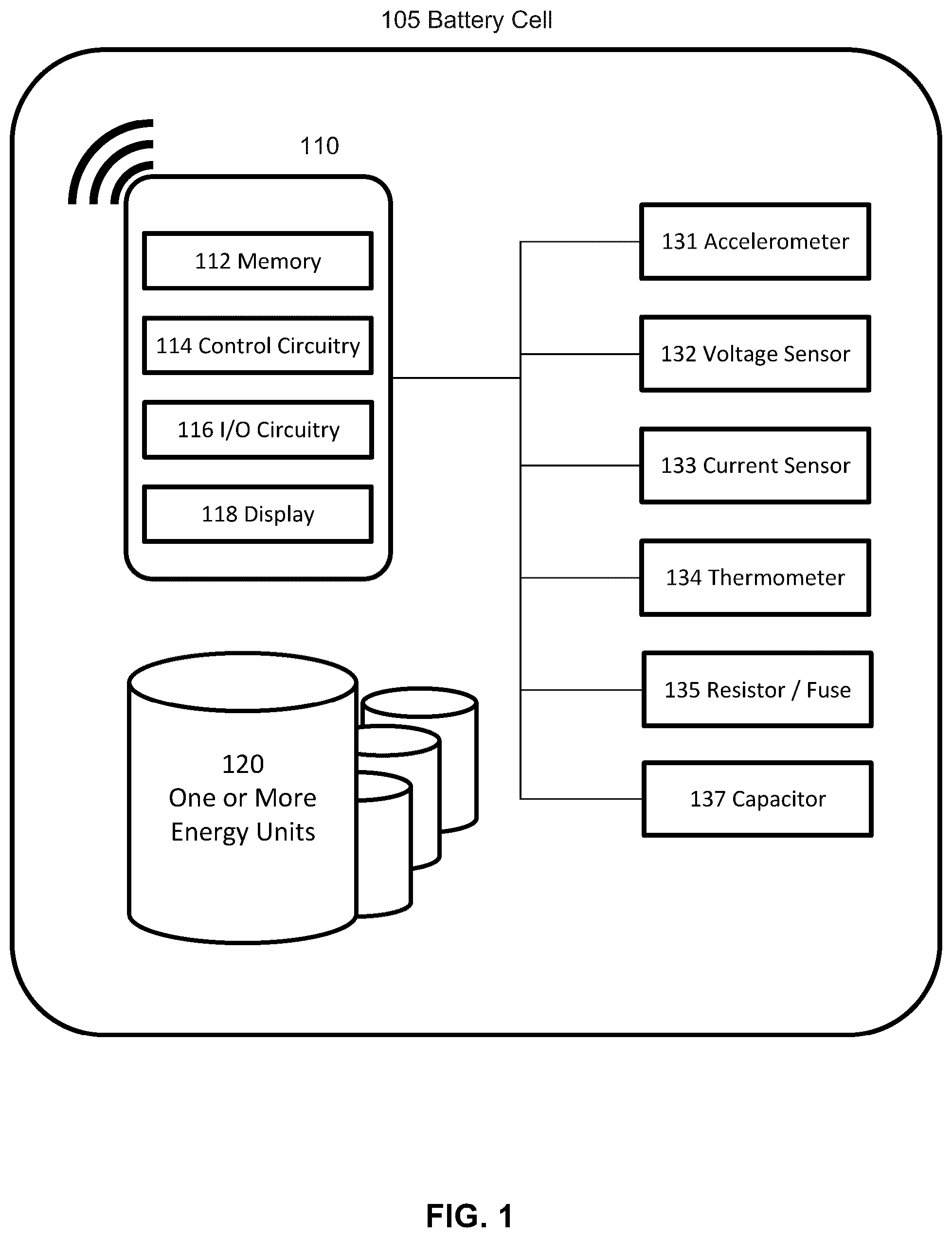 Patent US12339325 — Systems and methods for a battery odometer with active shock andvibration monitoring — Figure 1