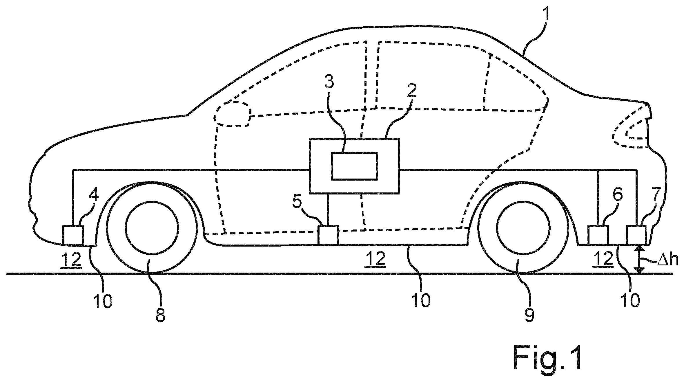 Patent US12339358 — Method for operating an ultrasonic sensor device for monitoring an underbody region of a motor vehicle, computer program product, computer-readable storage medium, and ultrasonic sensor device — Figure 1