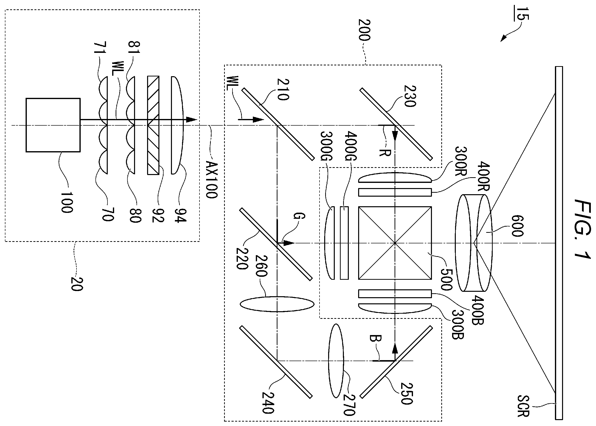 Patent US12339573 — Light source device and projector — Figure 1