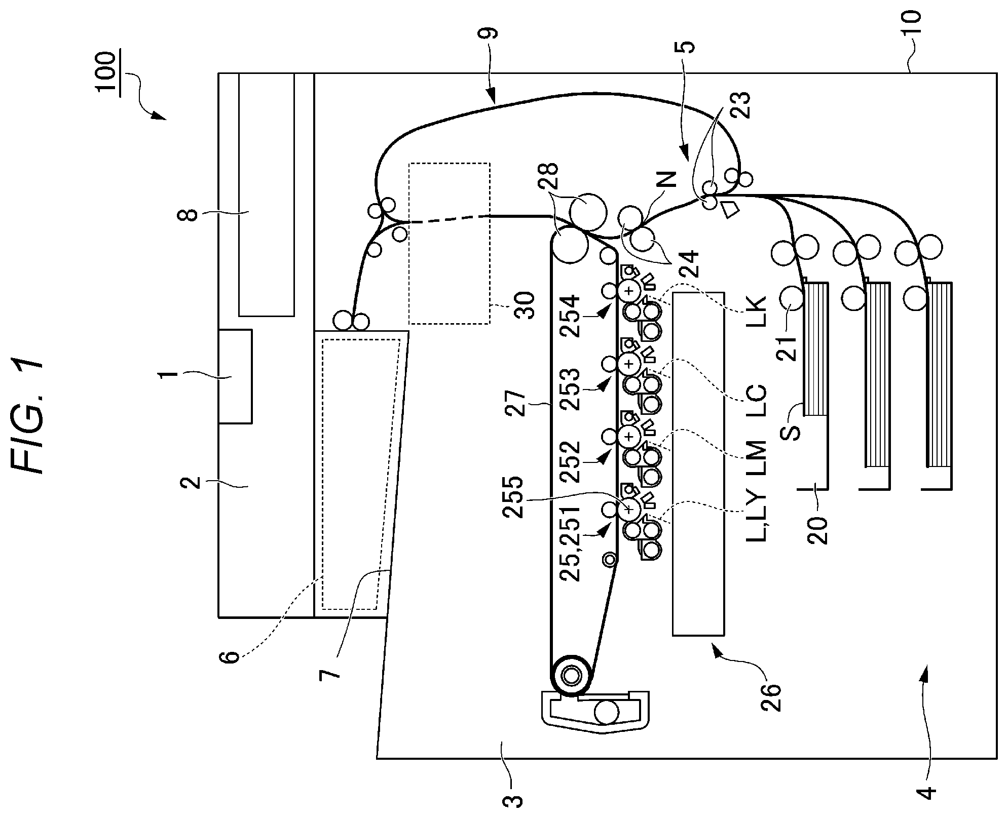 Patent US12339612 — Image forming apparatus with controller for adjusting power supplied to heating element of fixing device based on cumulative prior use metric — Figure 1