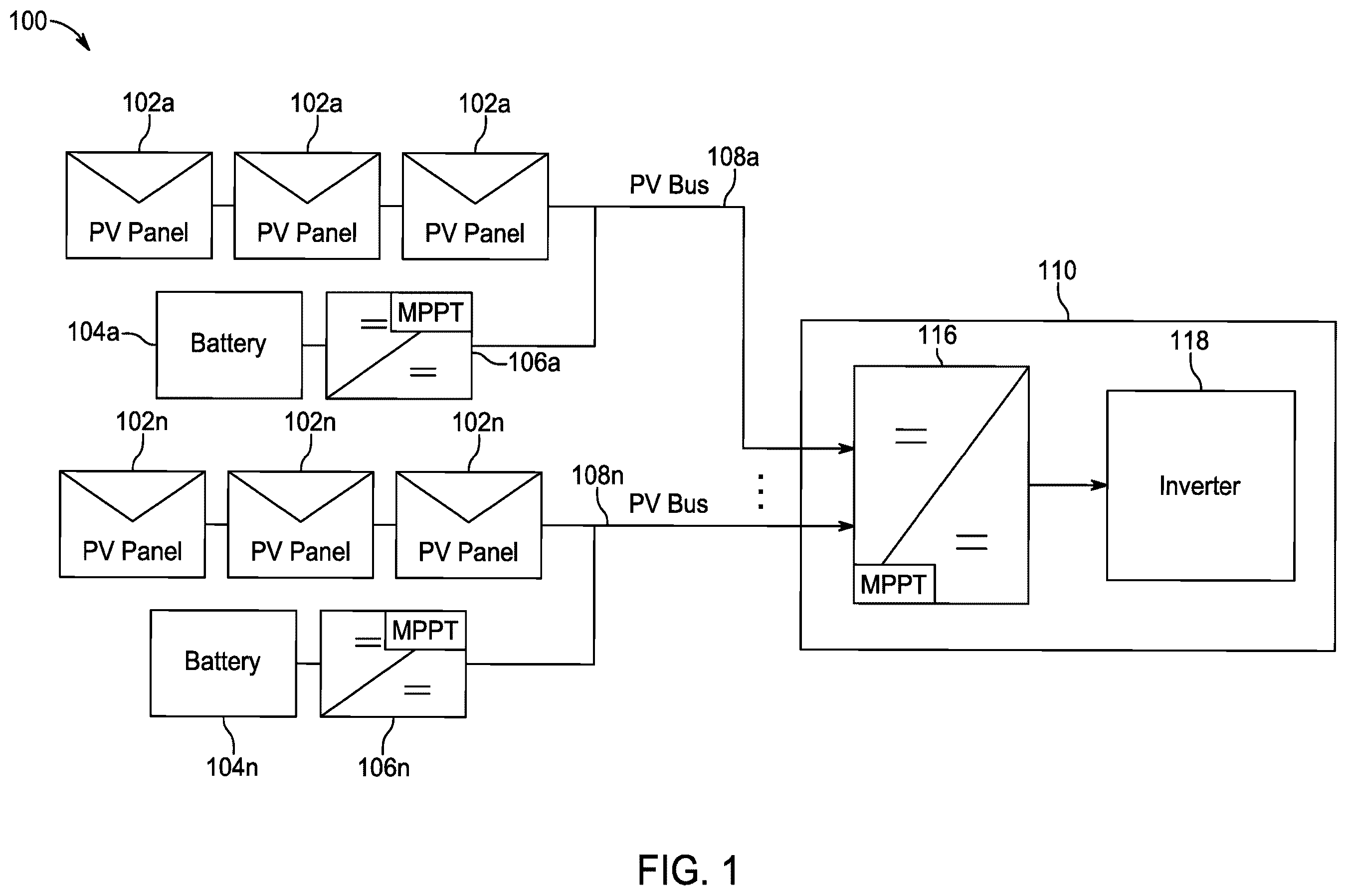 Patent US12339692 Figure 1 – Systems and methods for photovoltaic direct current (DC) bus control