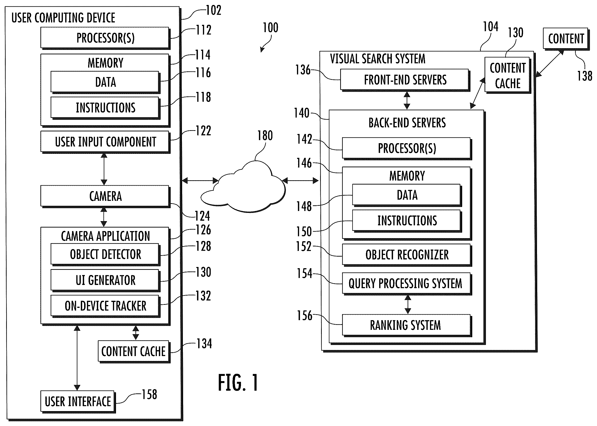 Patent US12339896 — Intelligent systems and methods for visual search queries — Figure 1