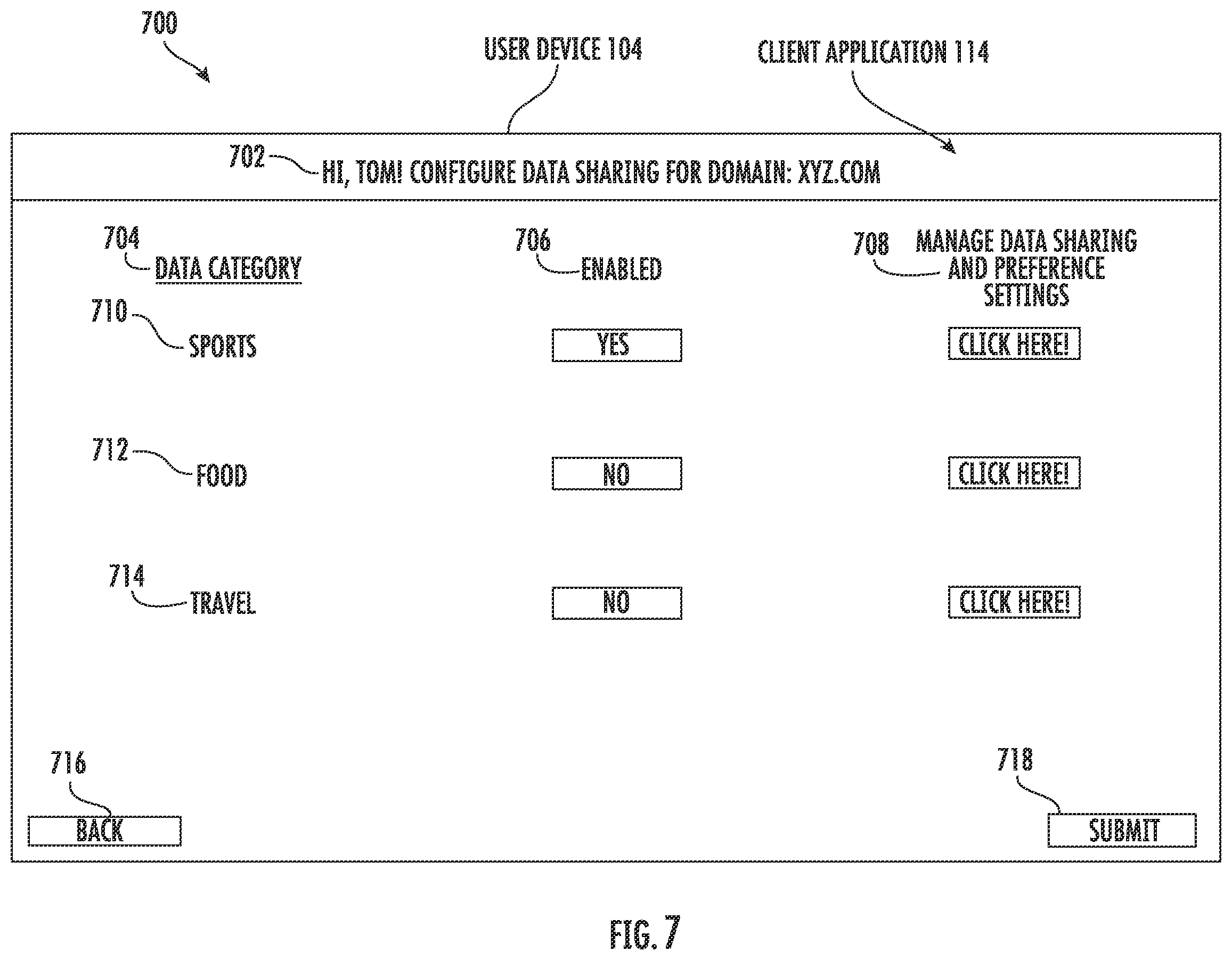 Patent US12339999 Figure 7 – Systems and methods for personal information and preference storage, permissioning, and sharing