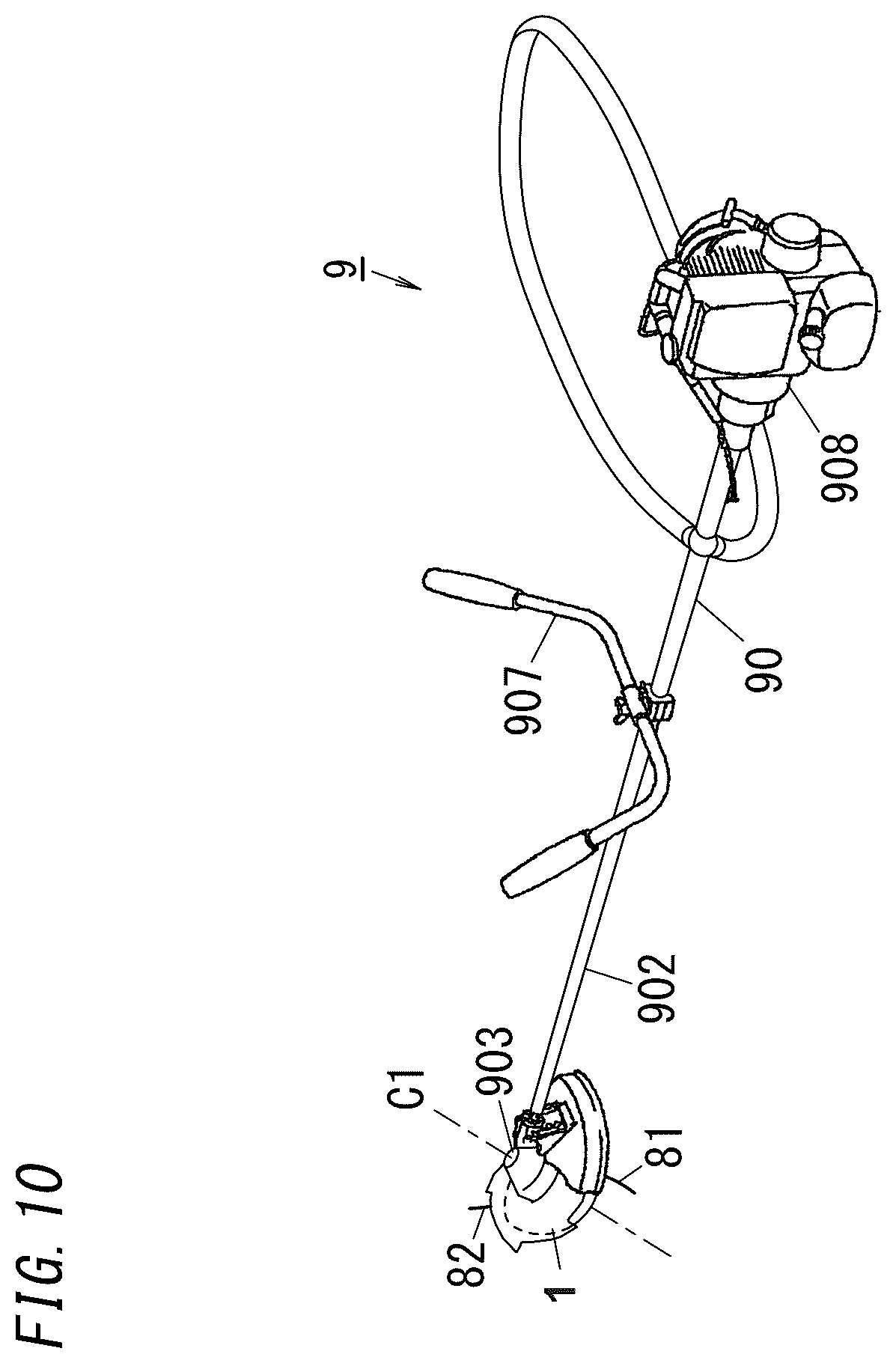 Patent US12342753 Figure 10 – Rotator, brush cutter, and bobbin