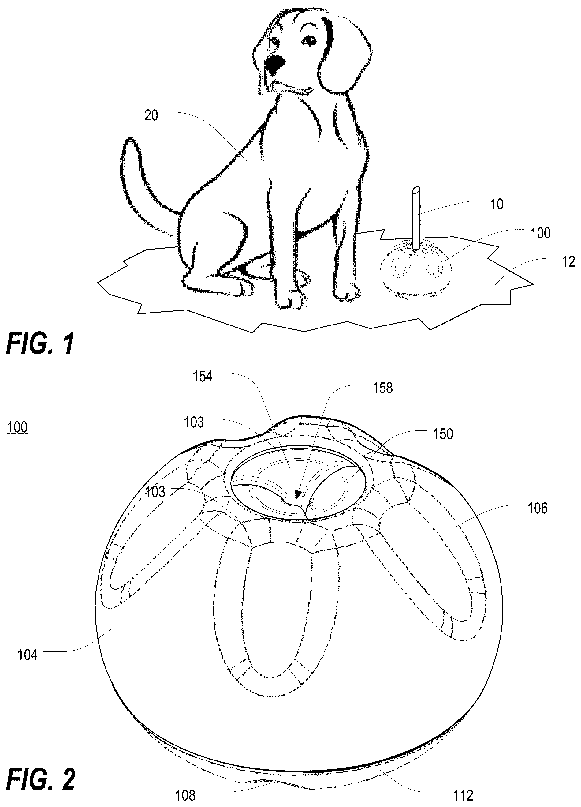 Patent US12342793 — Self-righting stick-type object holder for pets — Figure 1