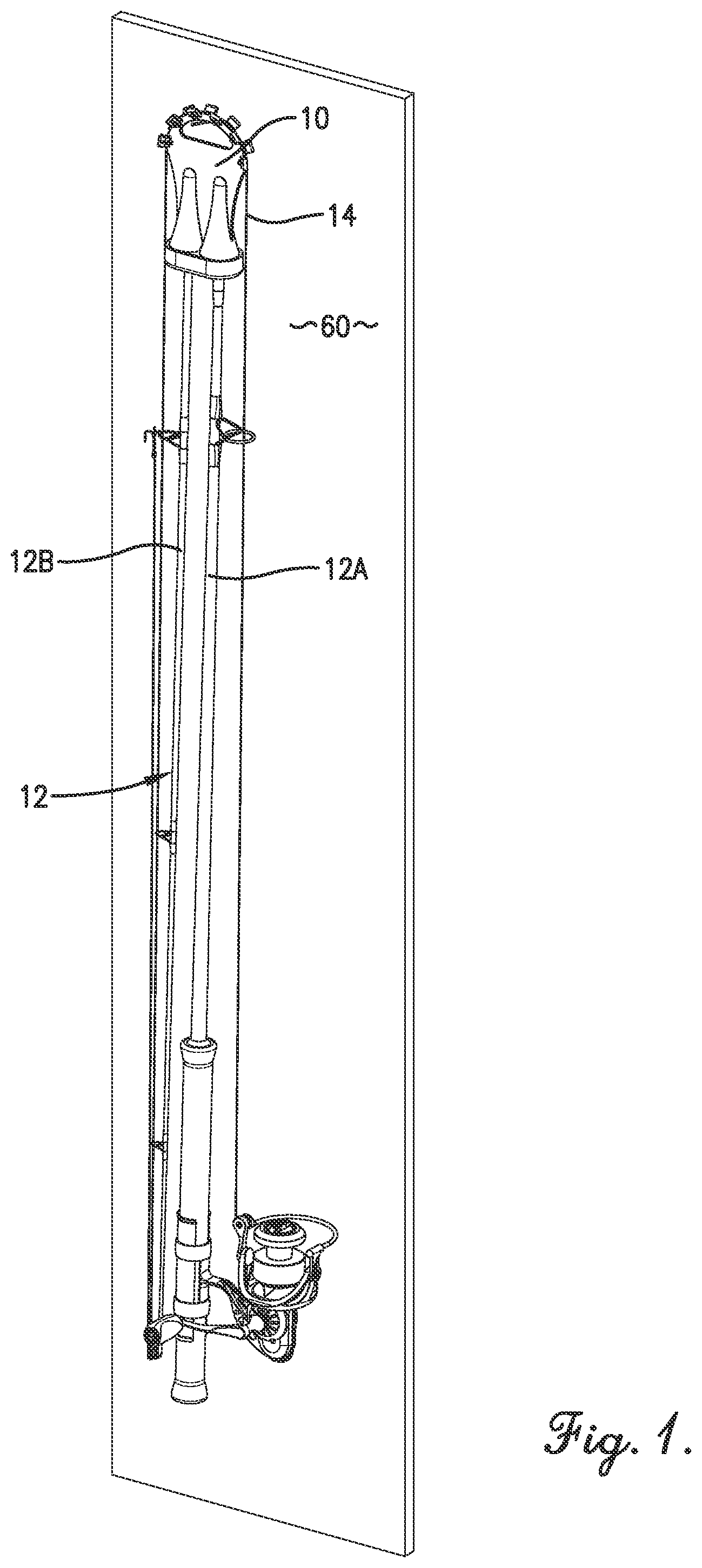 Patent US12342806 Figure 1 – Fishing rod retaining mechanism