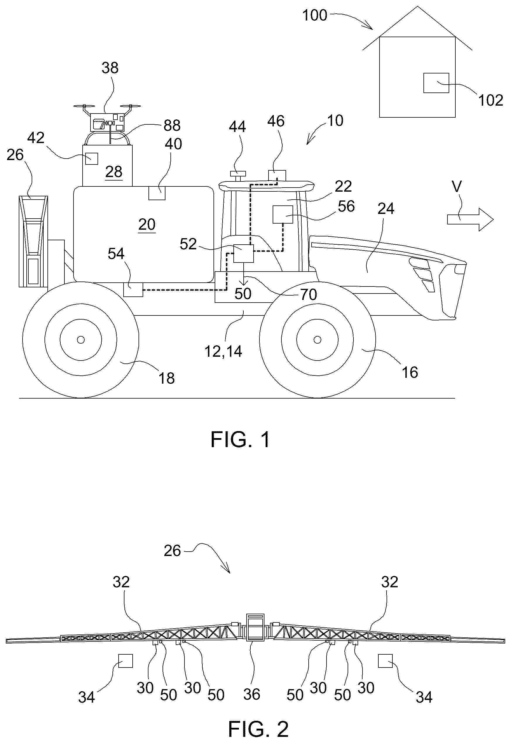 Patent US12342809 — Agricultural distribution vehicle and method of use thereof — Figure 1