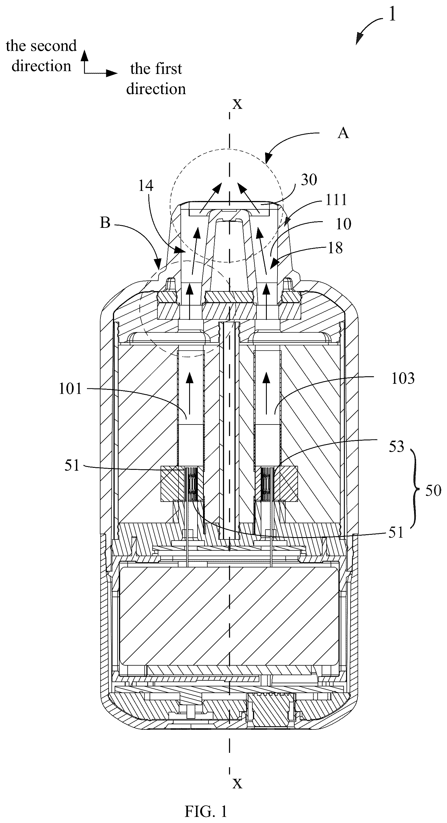 Patent US12342856 — Atomization apparatus and aerosol generating apparatus — Figure 1