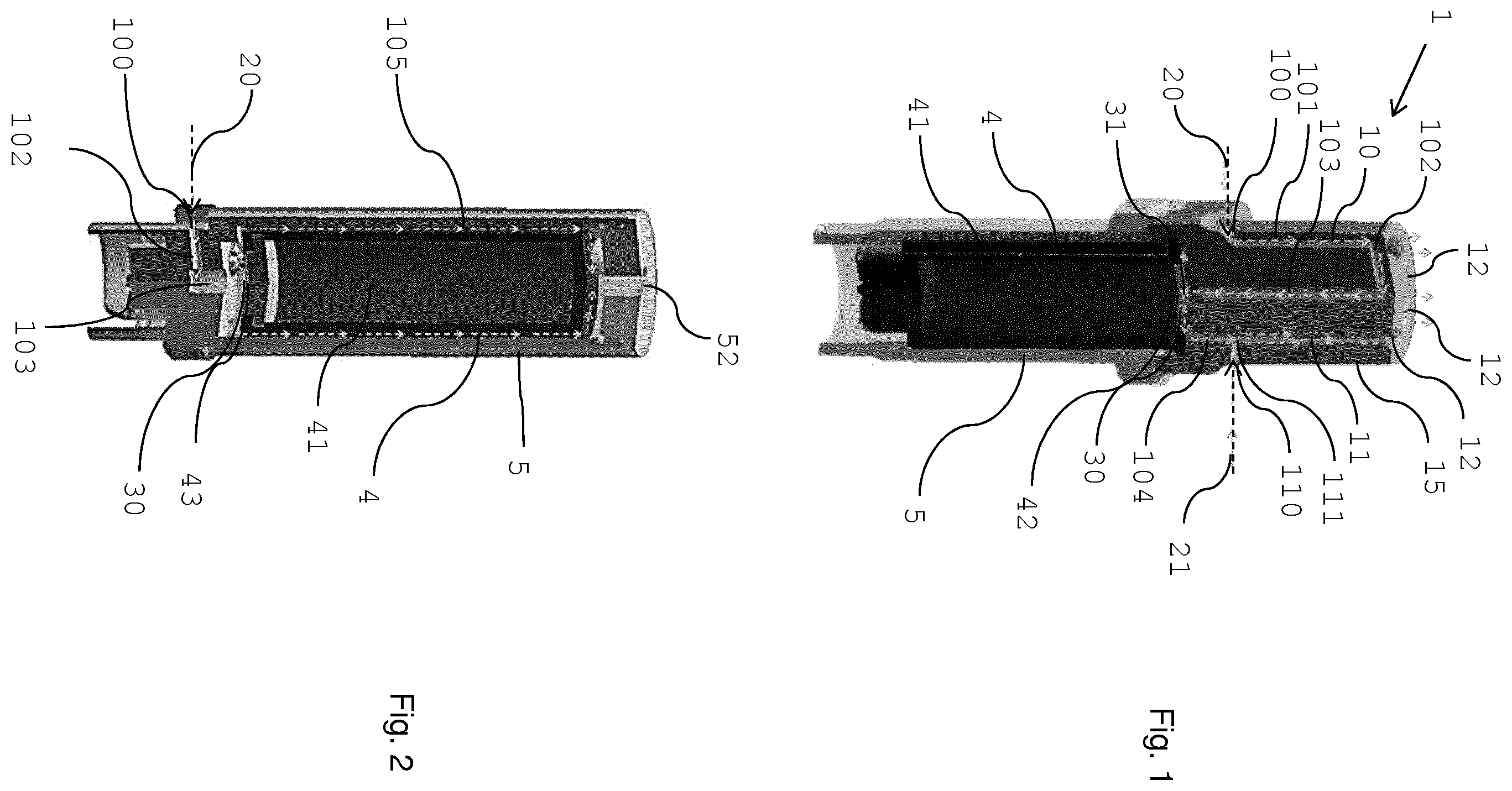 Patent US12342867 — Split airflow system for an electrically heated smoking system and method for guiding an airflow inside an electrically heated smoking system — Figure 1