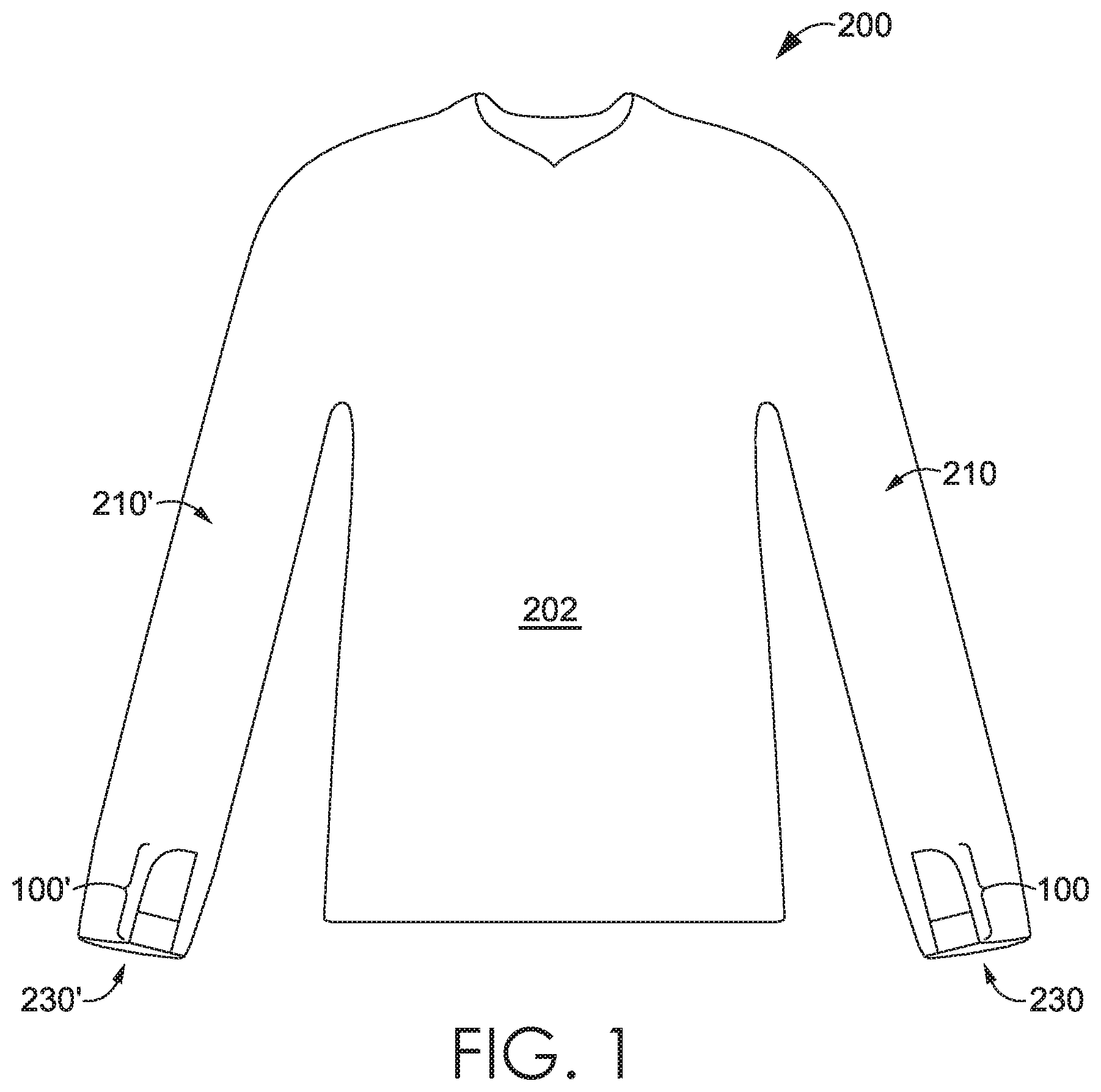 Patent US12342882 — Layered thumbhole structure — Figure 1