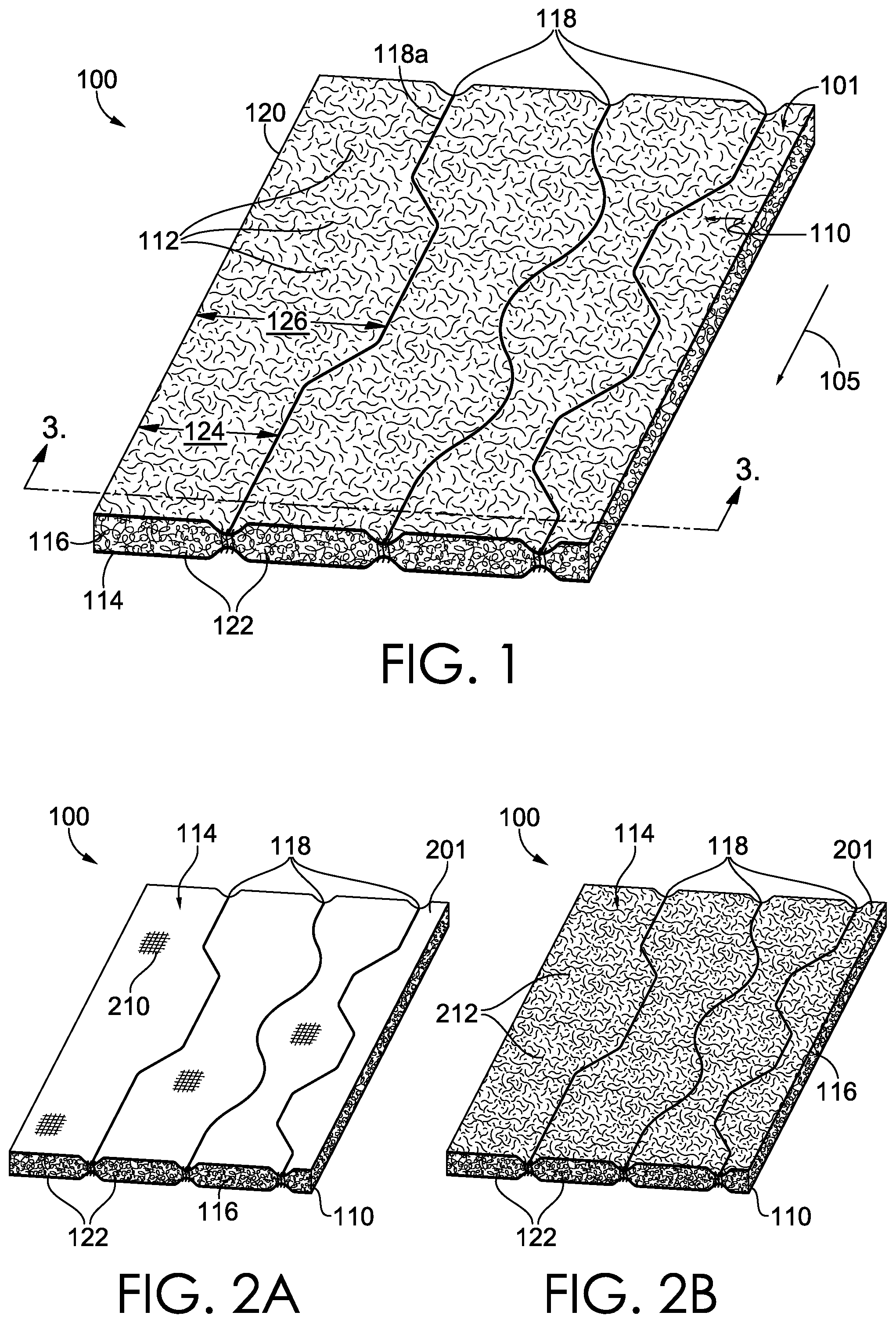 Patent US12342885 Figure 1 – Nonwoven textile with non-linear entangled seams suitable for garments