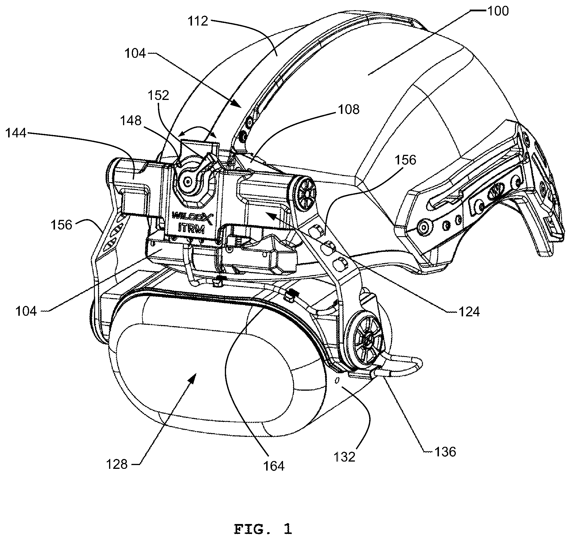 Patent US12342894 — Reclining helmet mount apparatus — Figure 1