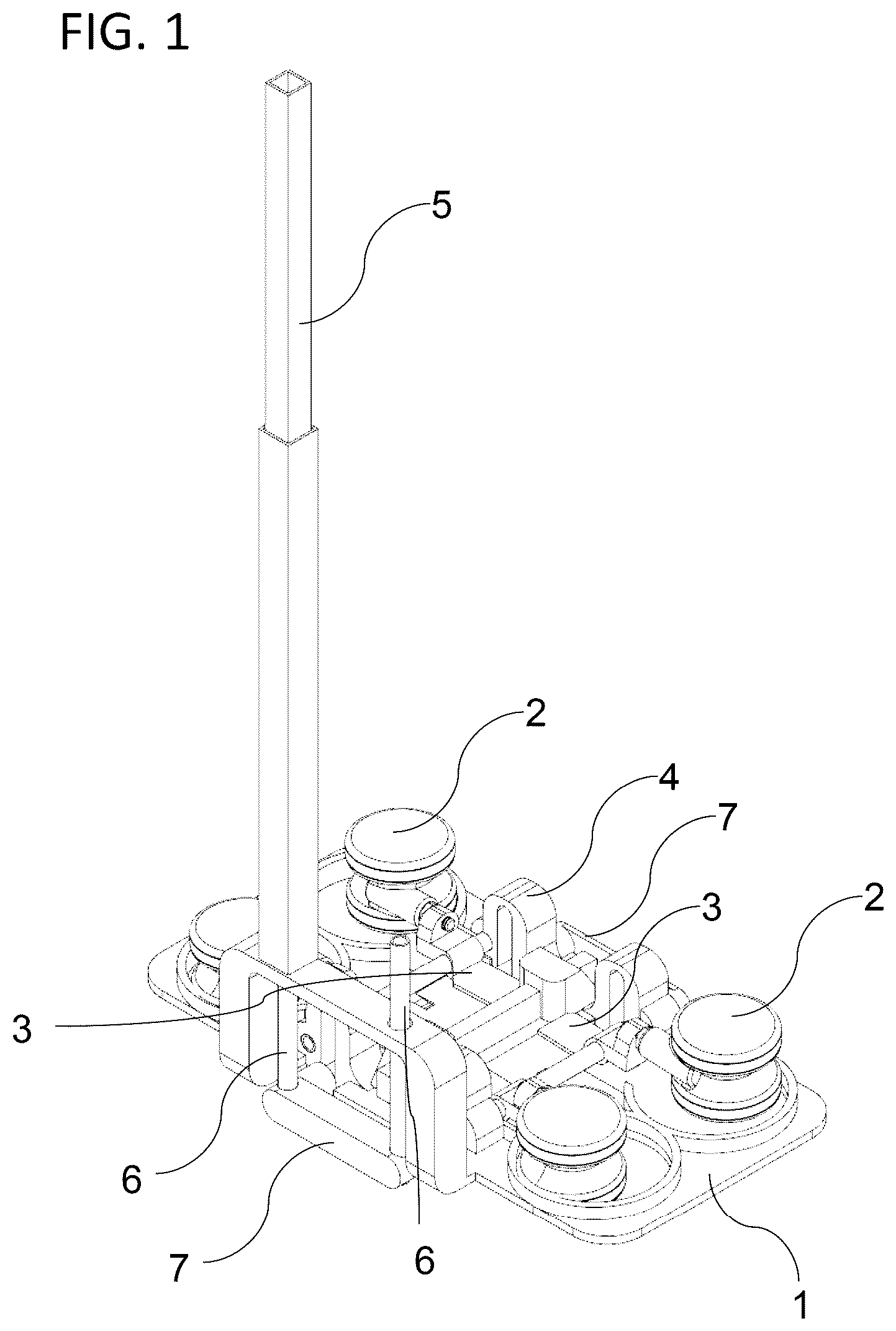Patent US12342916 — Mechanical system for folding and unfolding suitcase wheels — Figure 1