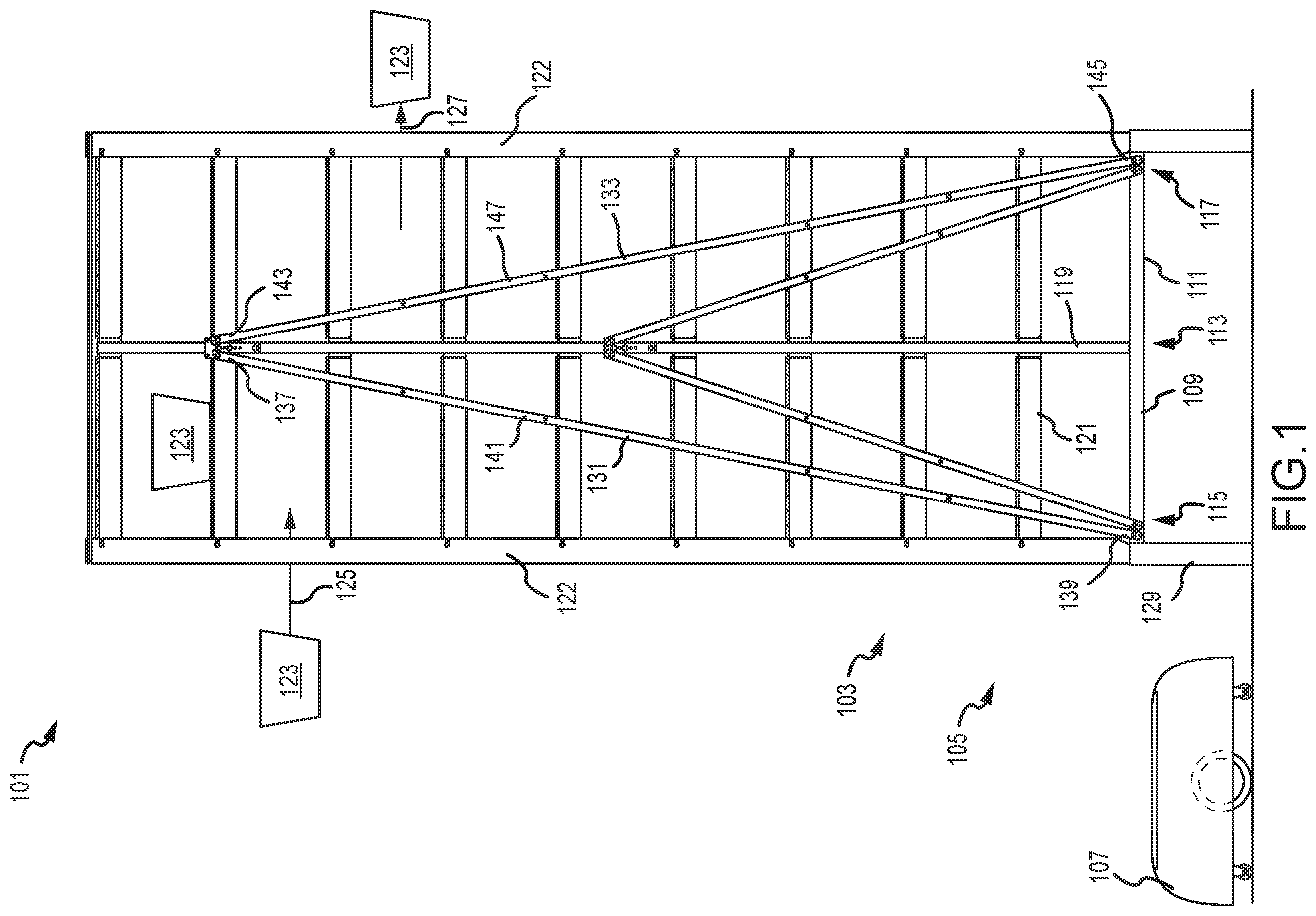 Patent US12342932 — Adjustable tensioning mechanism for storage rack — Figure 1