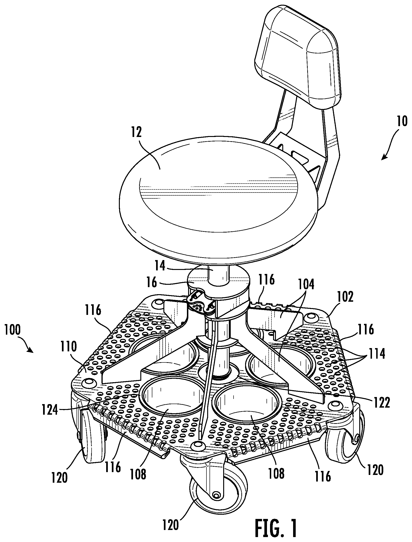 Patent US12342945 — Chair base with storage bowls — Figure 1