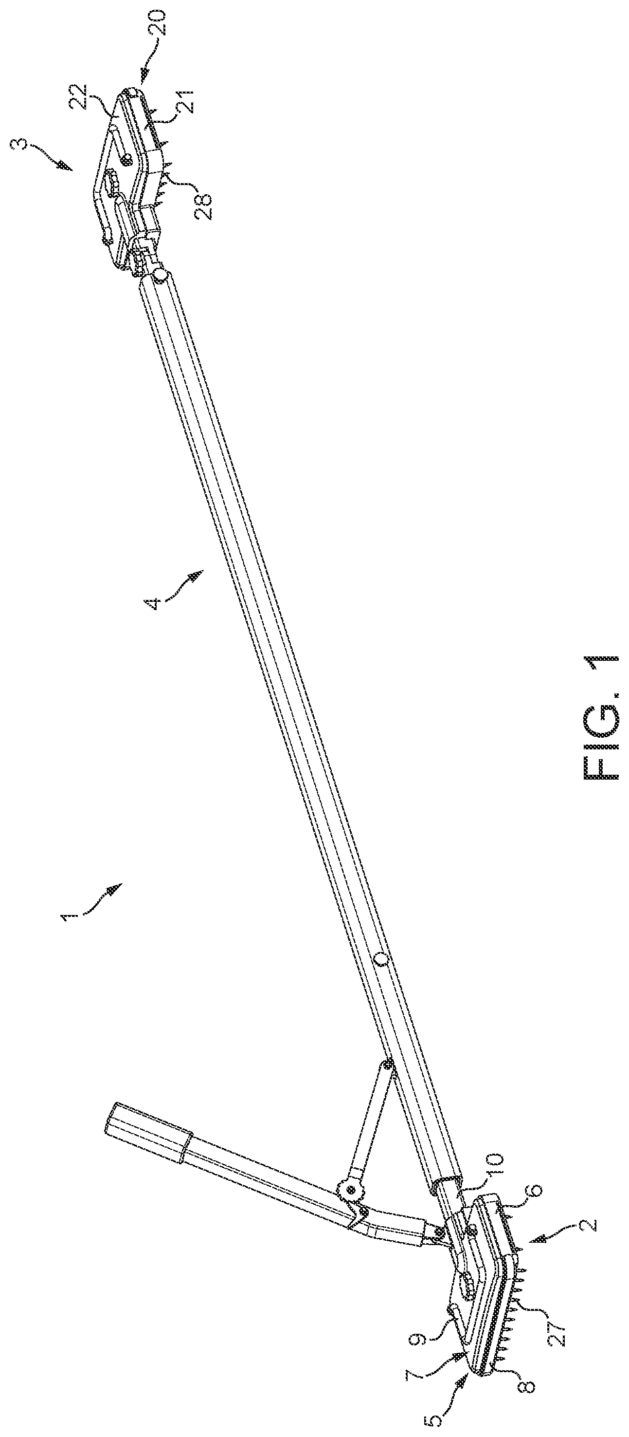 Patent US12342950 Figure 1 – Carpet stretcher